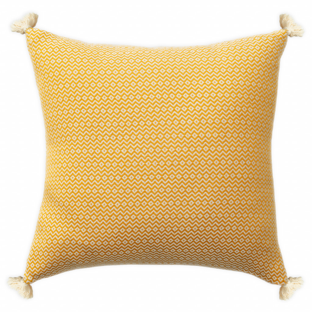 18" X 18" Mustard 100% Cotton Geometric Zippered Pillow-517143-1