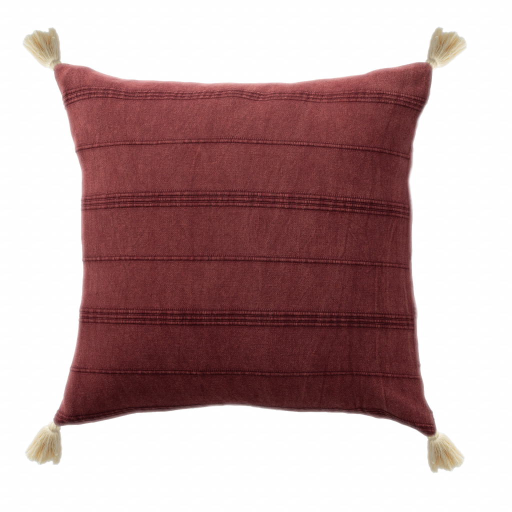 18" X 18" Burgundy 100% Cotton Zippered Pillow-517168-1