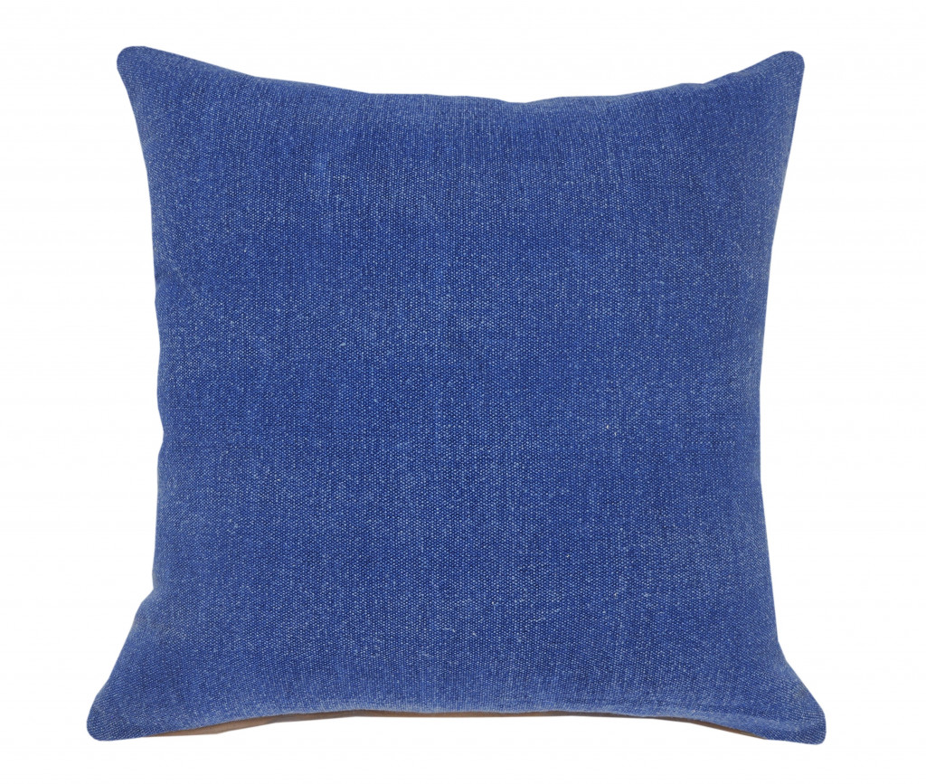 20" X 20" Classic Blue 100% Cotton Zippered Pillow-517173-1