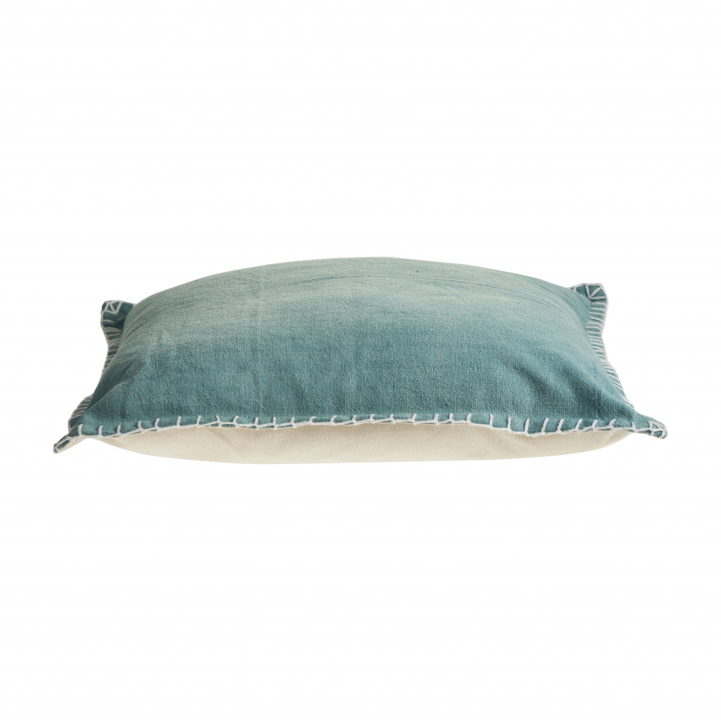 24" X 24" Teal 100% Cotton Zippered Pillow-517198-1
