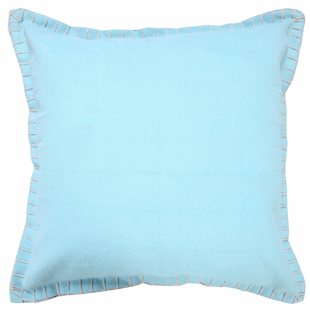 20" X 20" Light Blue 100% Cotton Zippered Pillow-517200-1