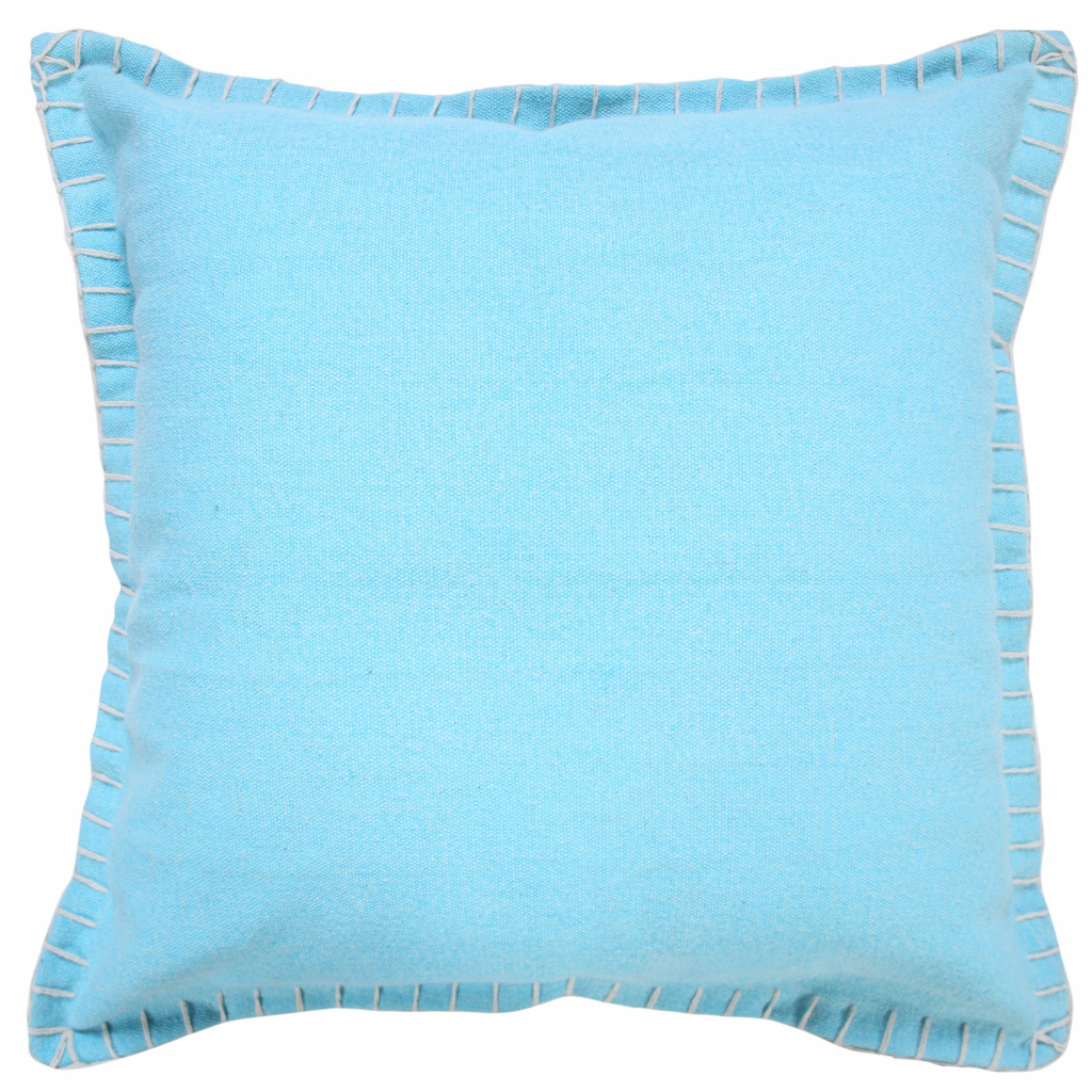 20" X 20" Bright Blue 100% Cotton Zippered Pillow-517201-1