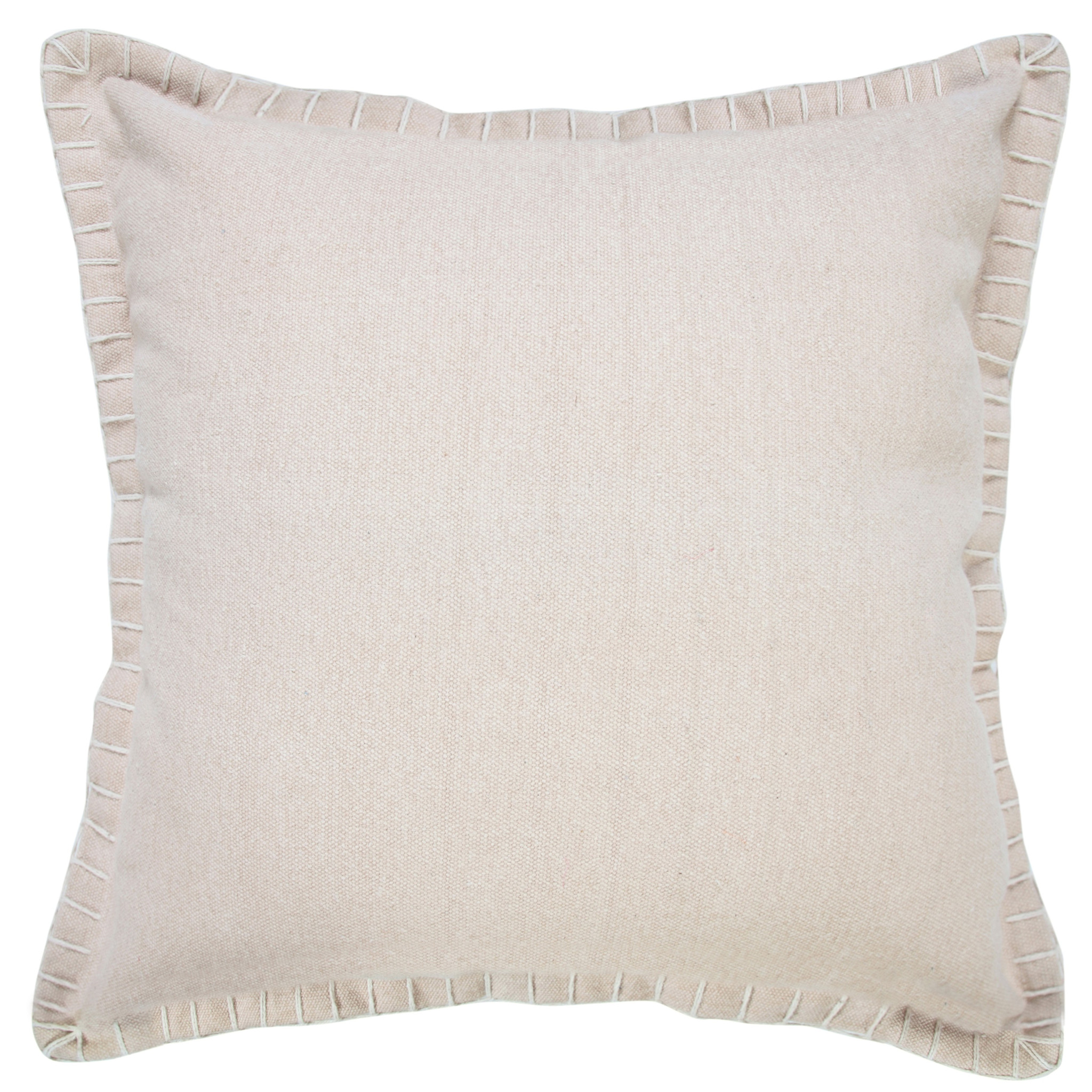 20" X 20" Beige 100% Cotton Zippered Pillow-517203-1