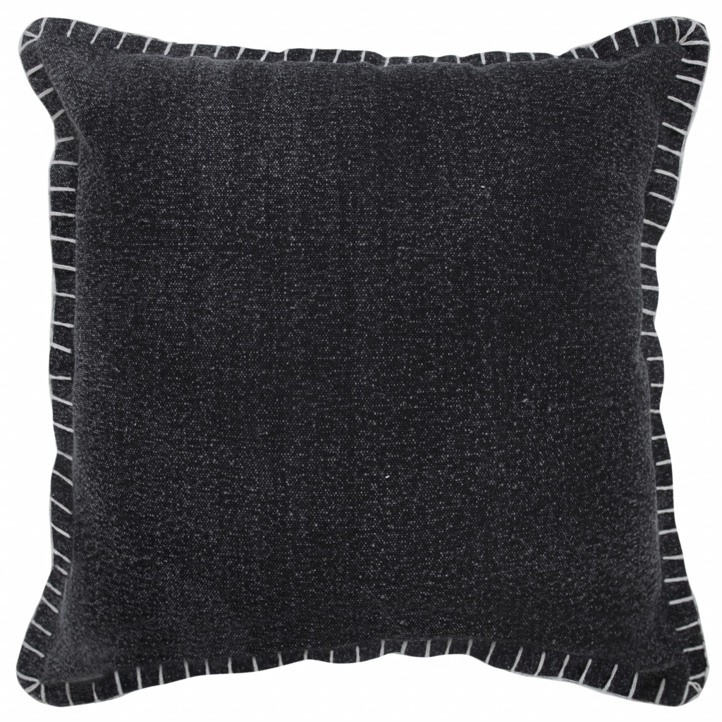 20" X 20" Jet Black 100% Cotton Zippered Pillow-517204-1