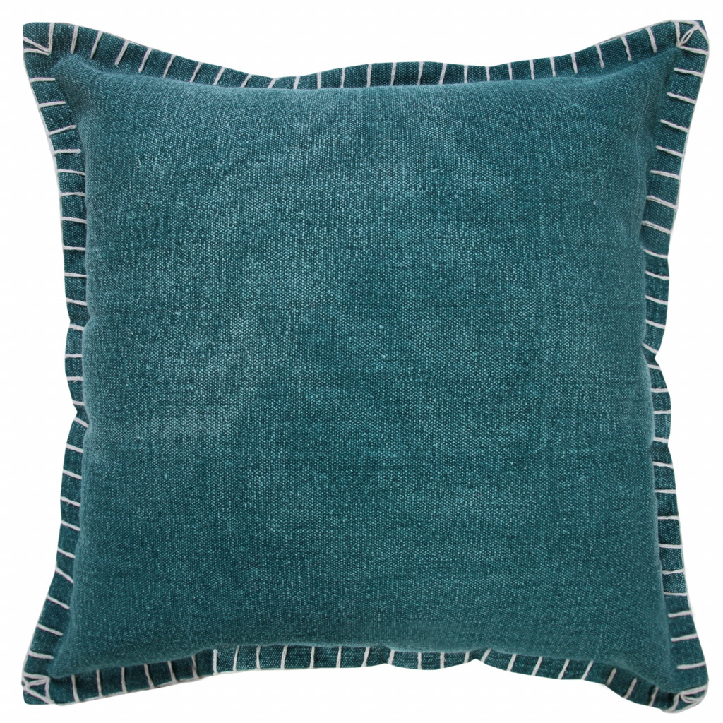 20" X 20" Emerald Green 100% Cotton Zippered Pillow-517205-1