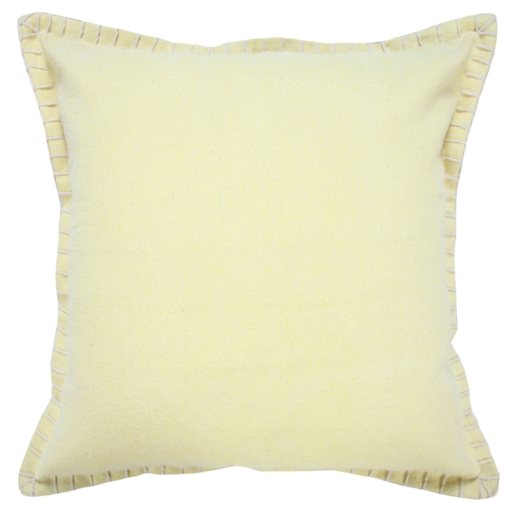 20" X 20" Light Yellow 100% Cotton Zippered Pillow-517206-1