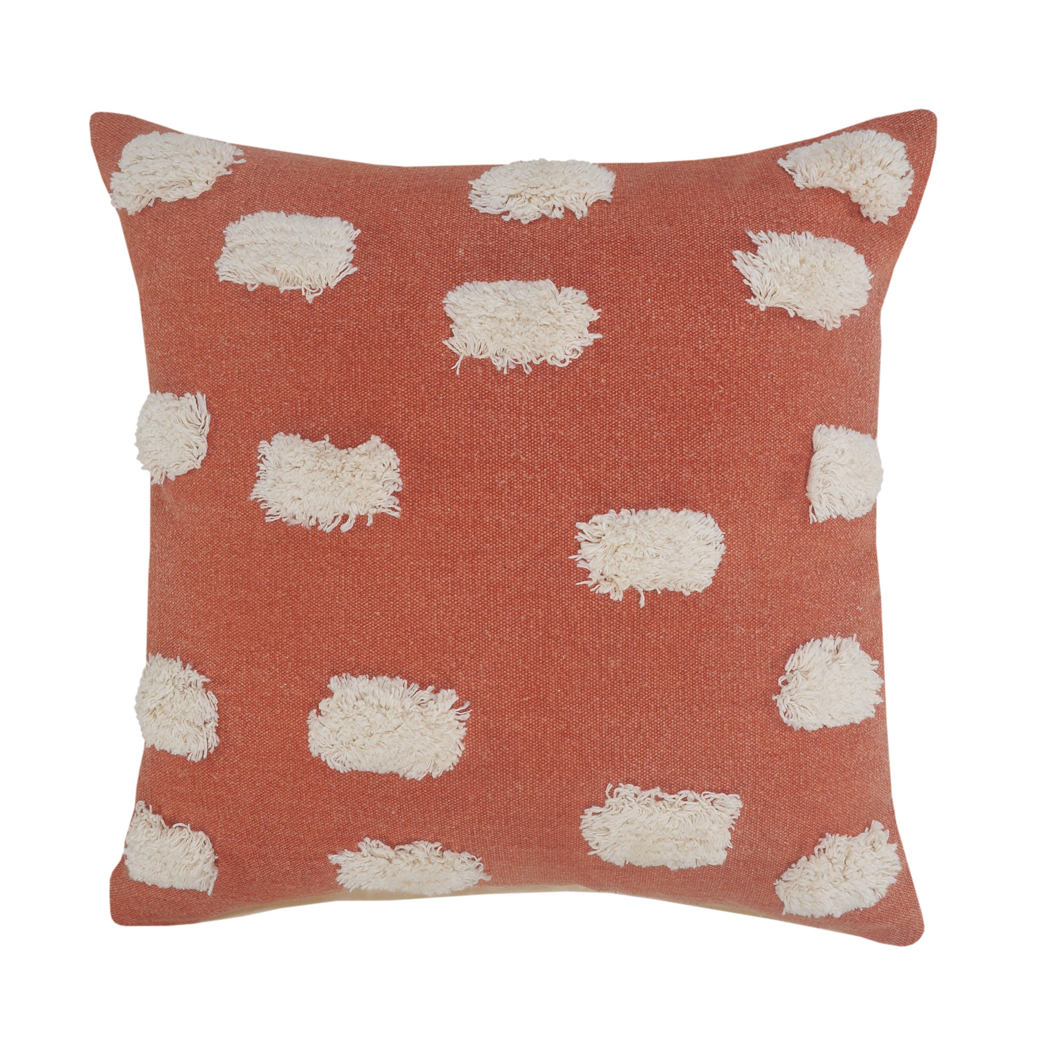 20" X 20" Orange And White 100% Cotton Zippered Pillow-517232-1