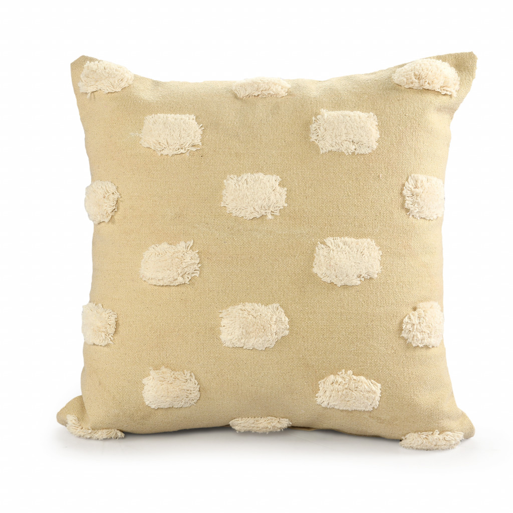 20" X 20" Cream And White 100% Cotton Zippered Pillow-517235-1