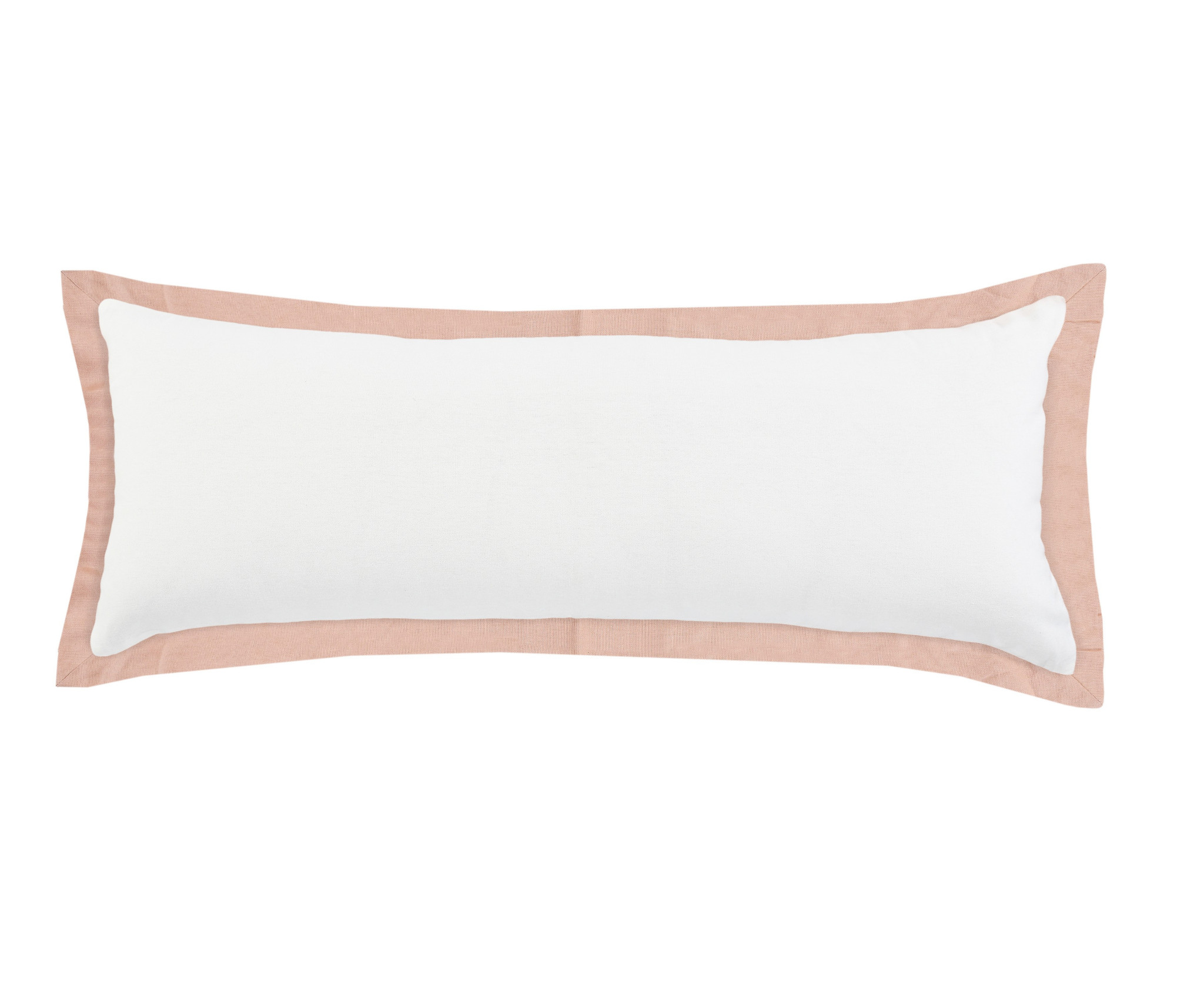 14" X 36" White And Light Pink 100% Cotton Geometric Zippered Pillow-517295-1