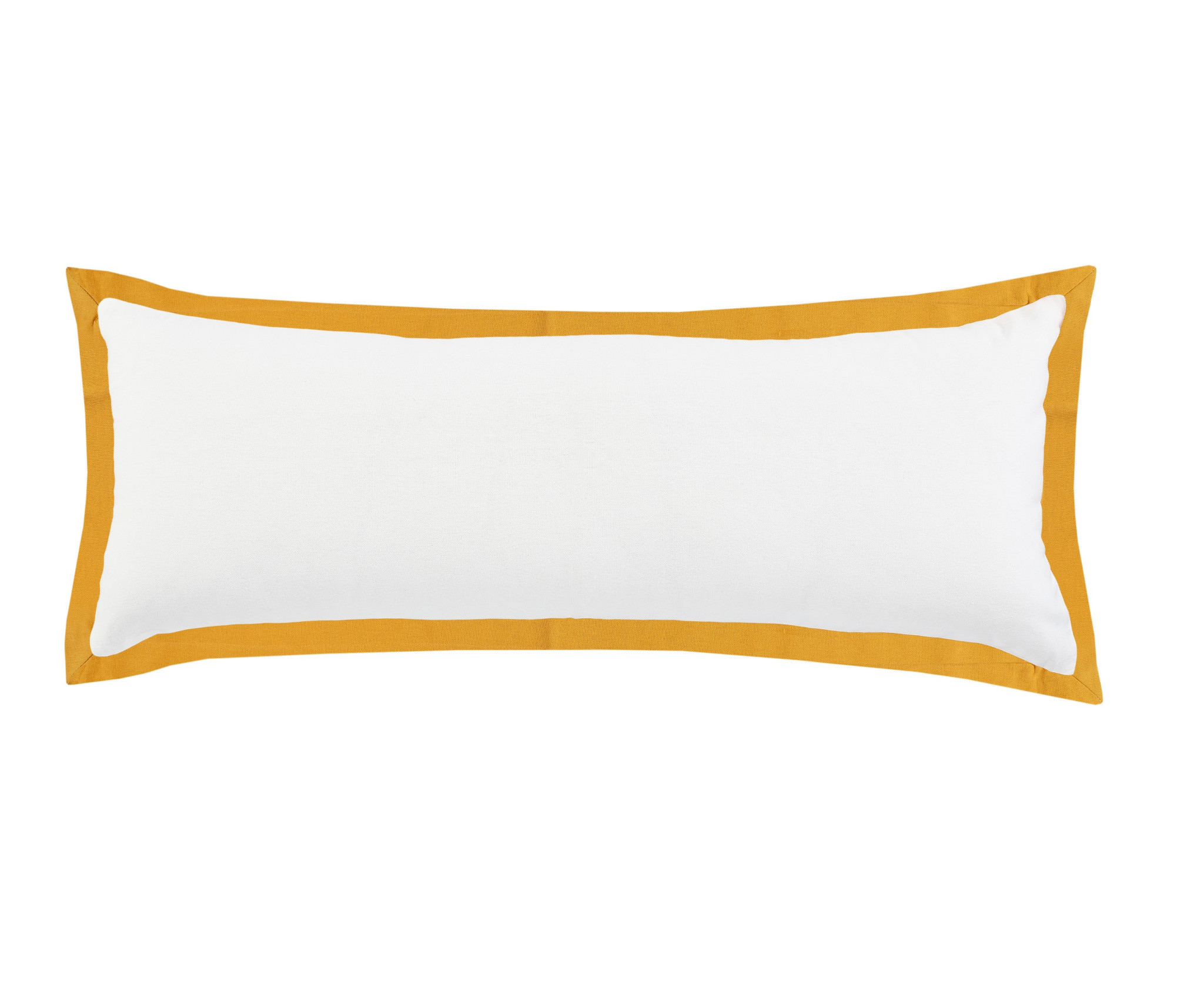 14" X 36" White And Golden Yellow 100% Cotton Geometric Zippered Pillow-517296-1