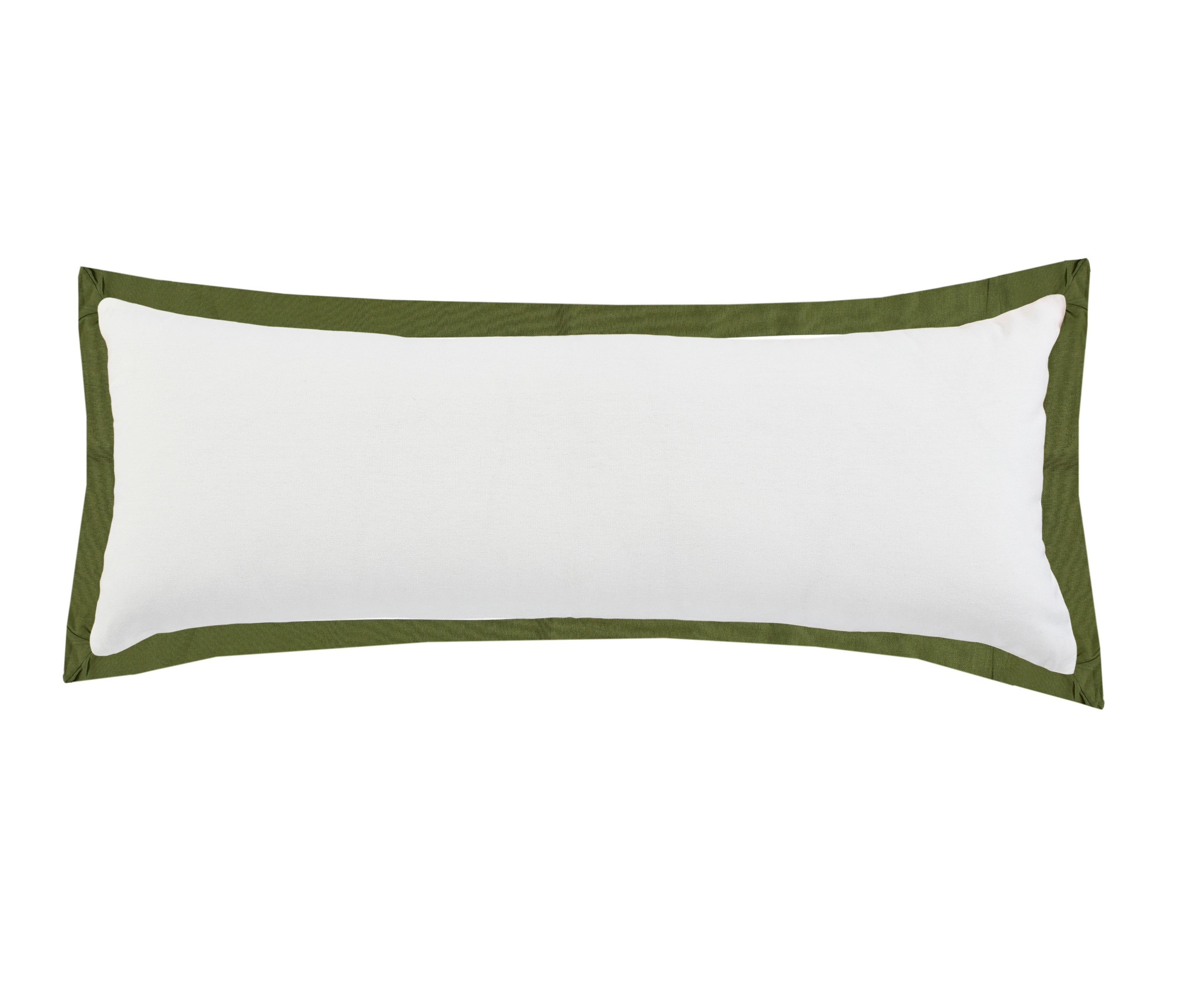 14" X 36" White And Moss Green 100% Cotton Geometric Zippered Pillow-517302-1