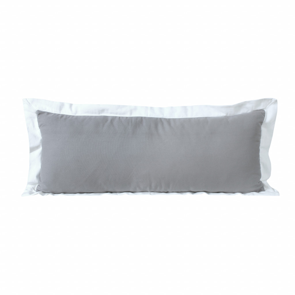 14" X 36" Gray And White 100% Cotton Geometric Zippered Pillow-517303-1
