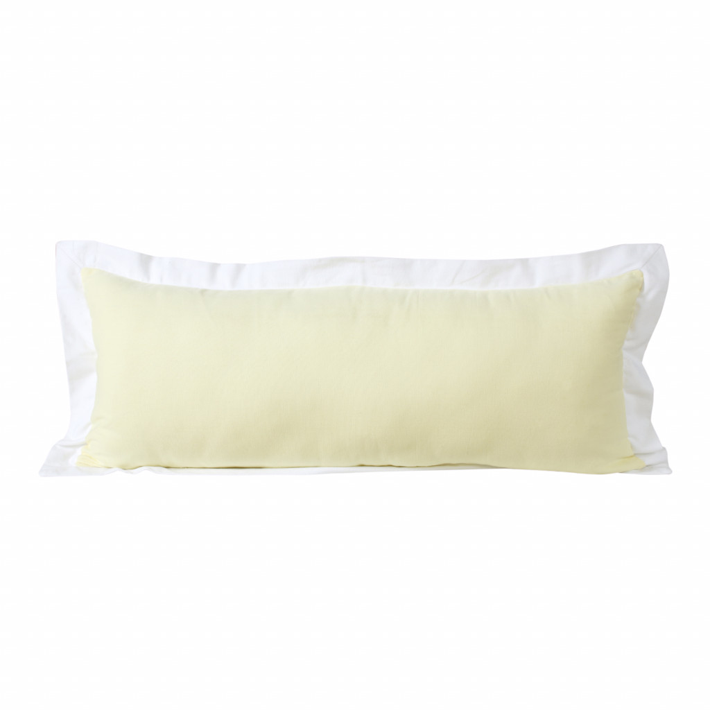 14" X 36" Light Yellow And White 100% Cotton Geometric Zippered Pillow-517306-1