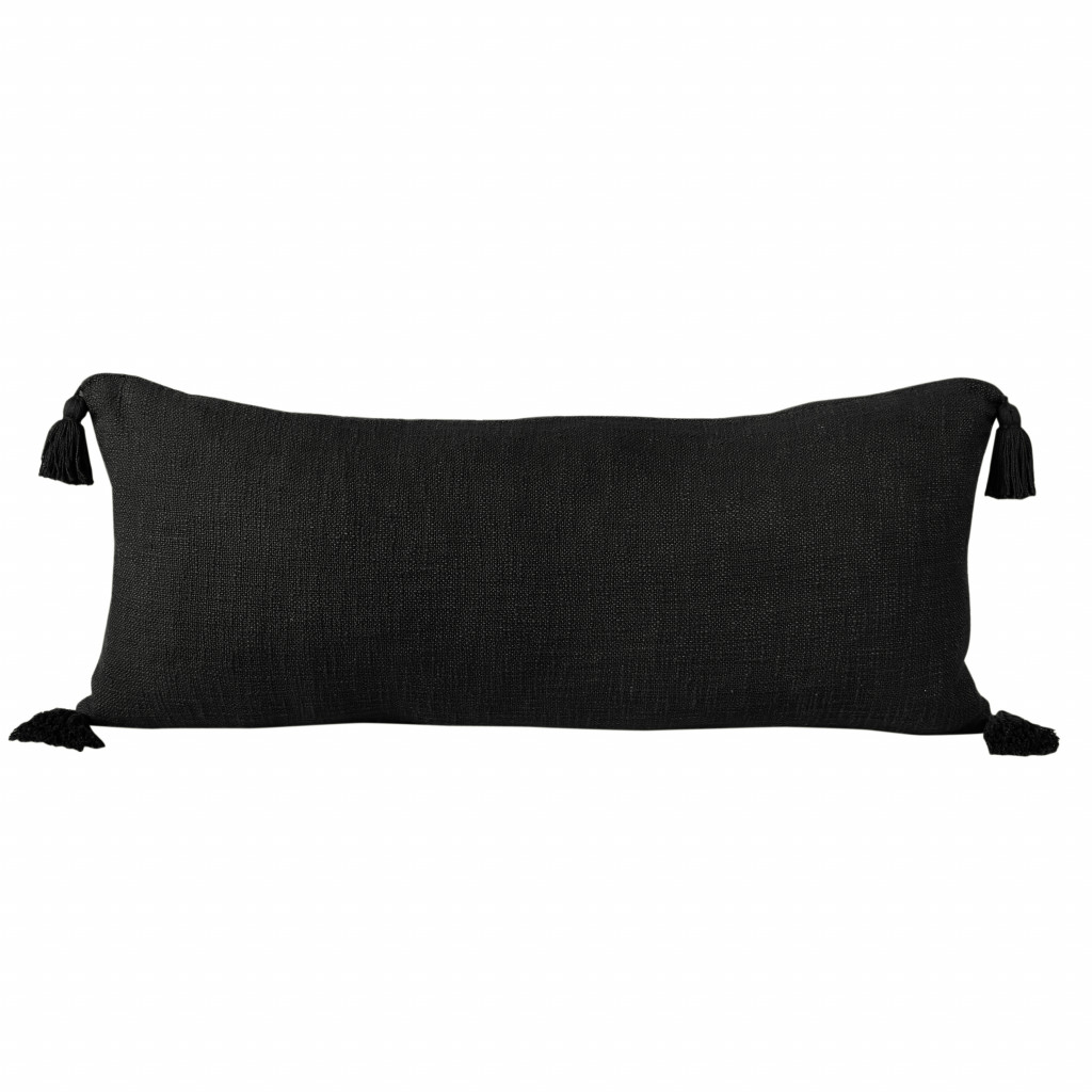 14" X 36" Jet Black 100% Cotton Zippered Pillow-517314-1