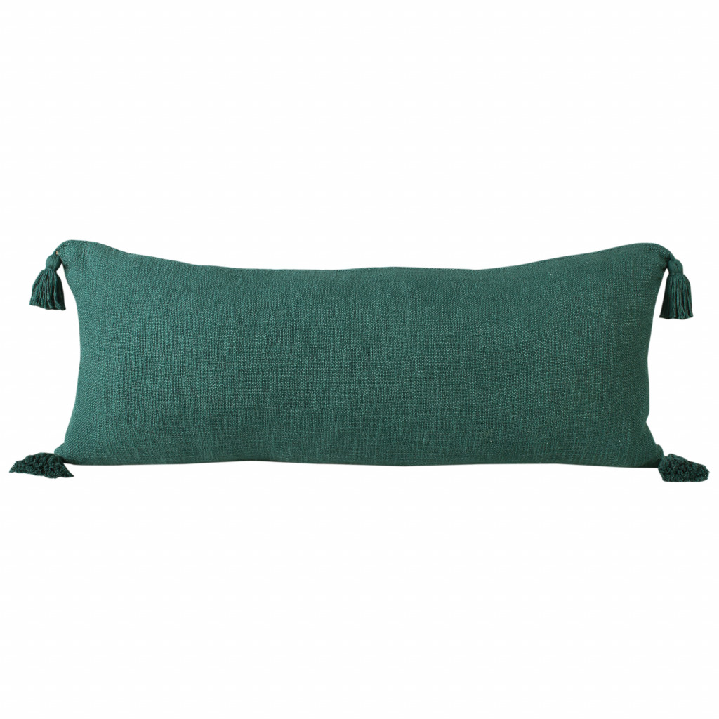 14" X 36" Emerald Green 100% Cotton Zippered Pillow-517315-1
