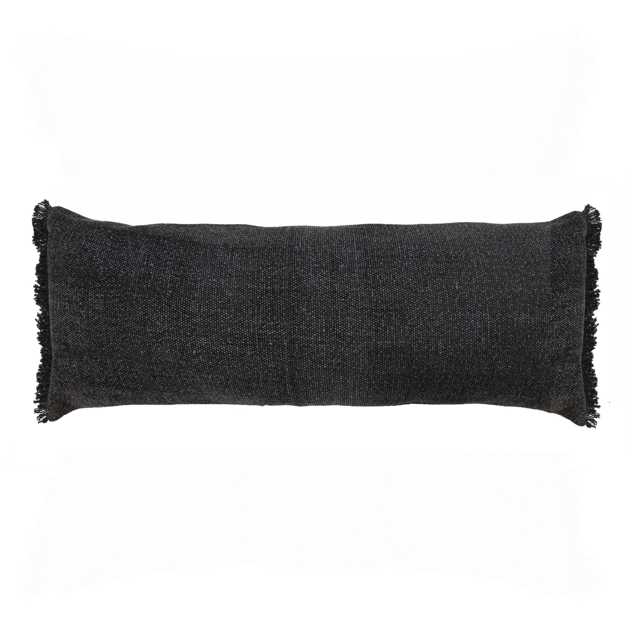 14" X 36" Jet Black 100% Cotton Zippered Pillow-517341-1