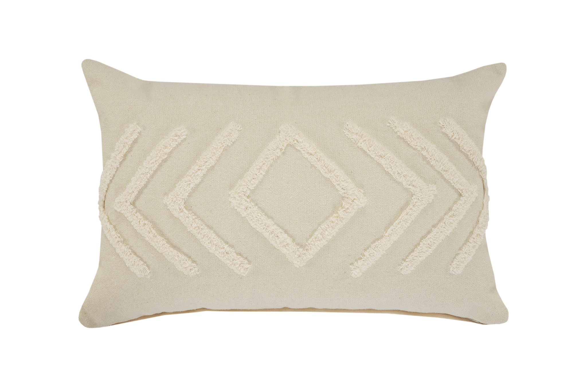 16" X 24" Birch And White 100% Cotton Geometric Zippered Pillow