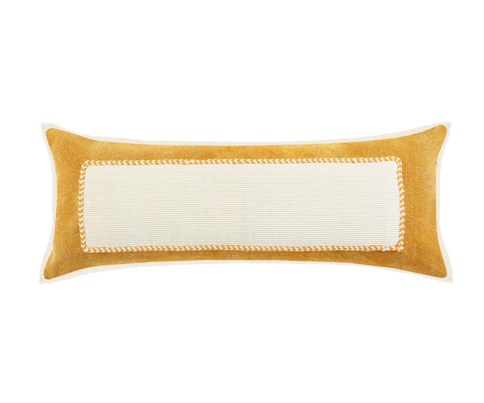 14" X 36" Golden Yellow And Cream 100% Cotton Zippered Pillow-517380-1