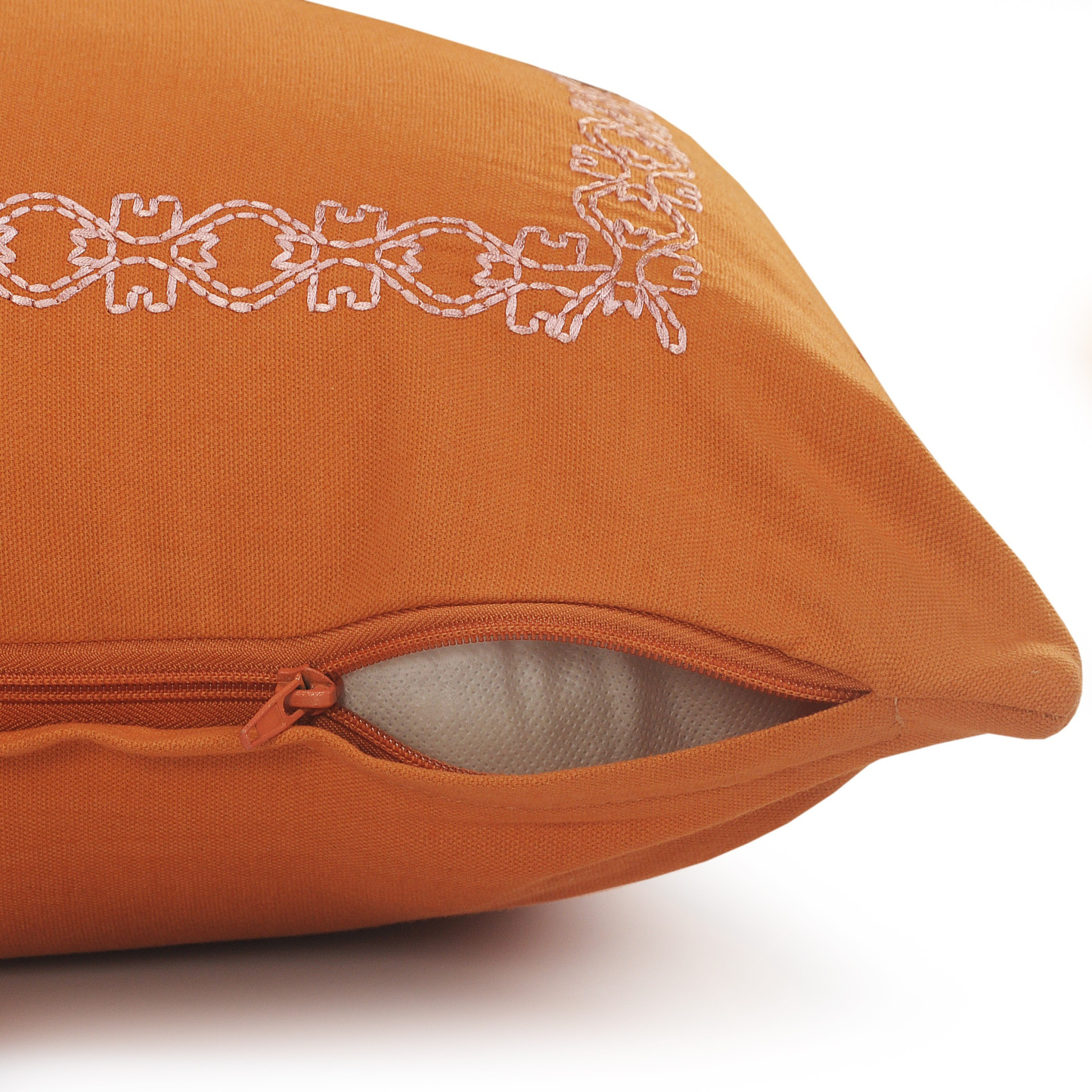 14" X 36" Orange And Dark Orange 100% Cotton Geometric Zippered Pillow-517391-1