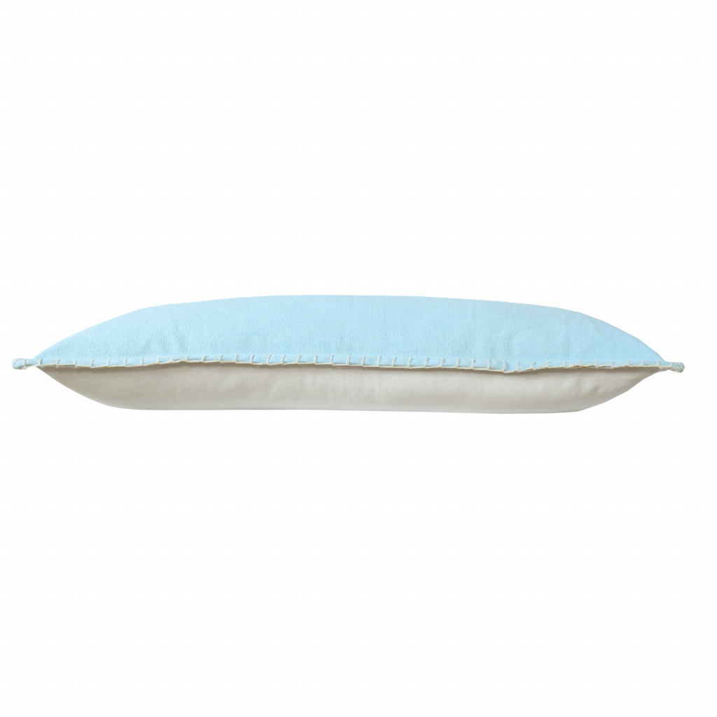 14" X 36" Light Blue 100% Cotton Zippered Pillow-517396-1