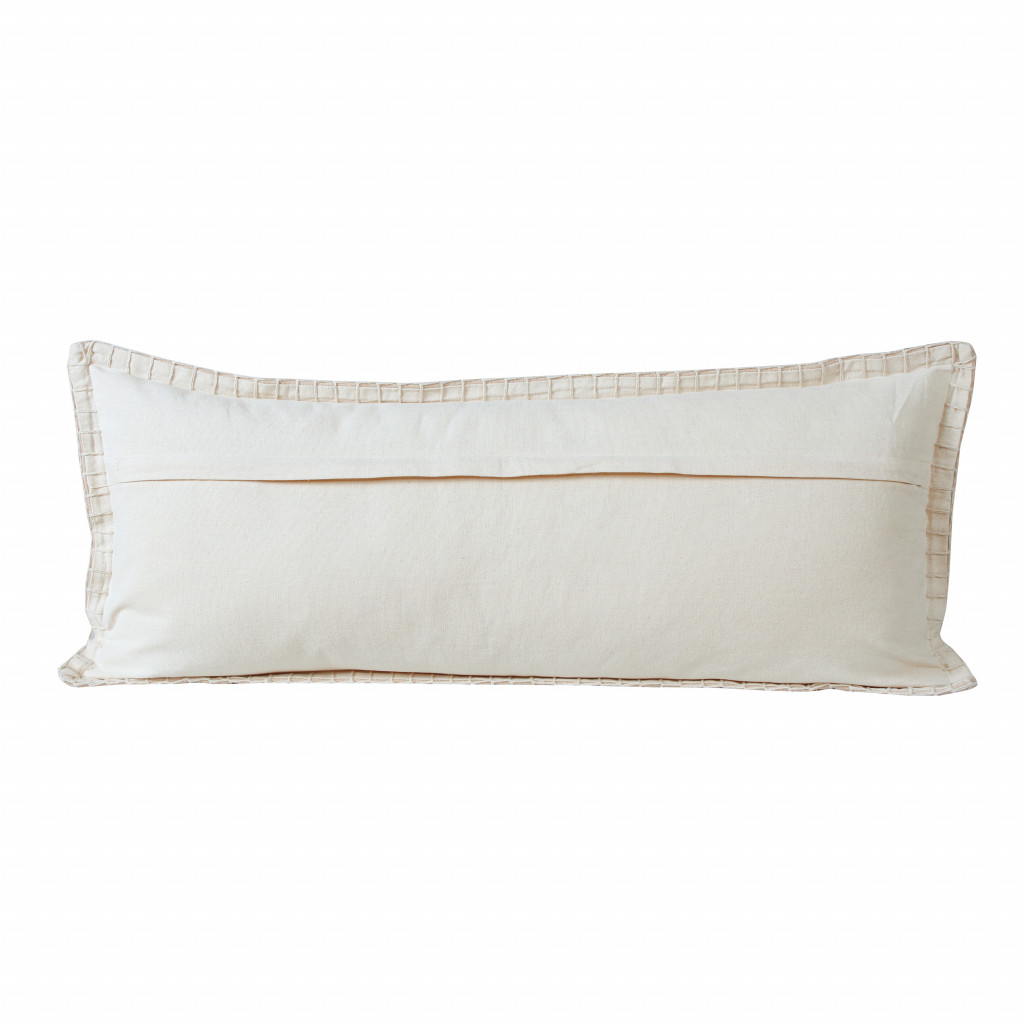 14" X 36" Beige 100% Cotton Zippered Pillow-517399-1