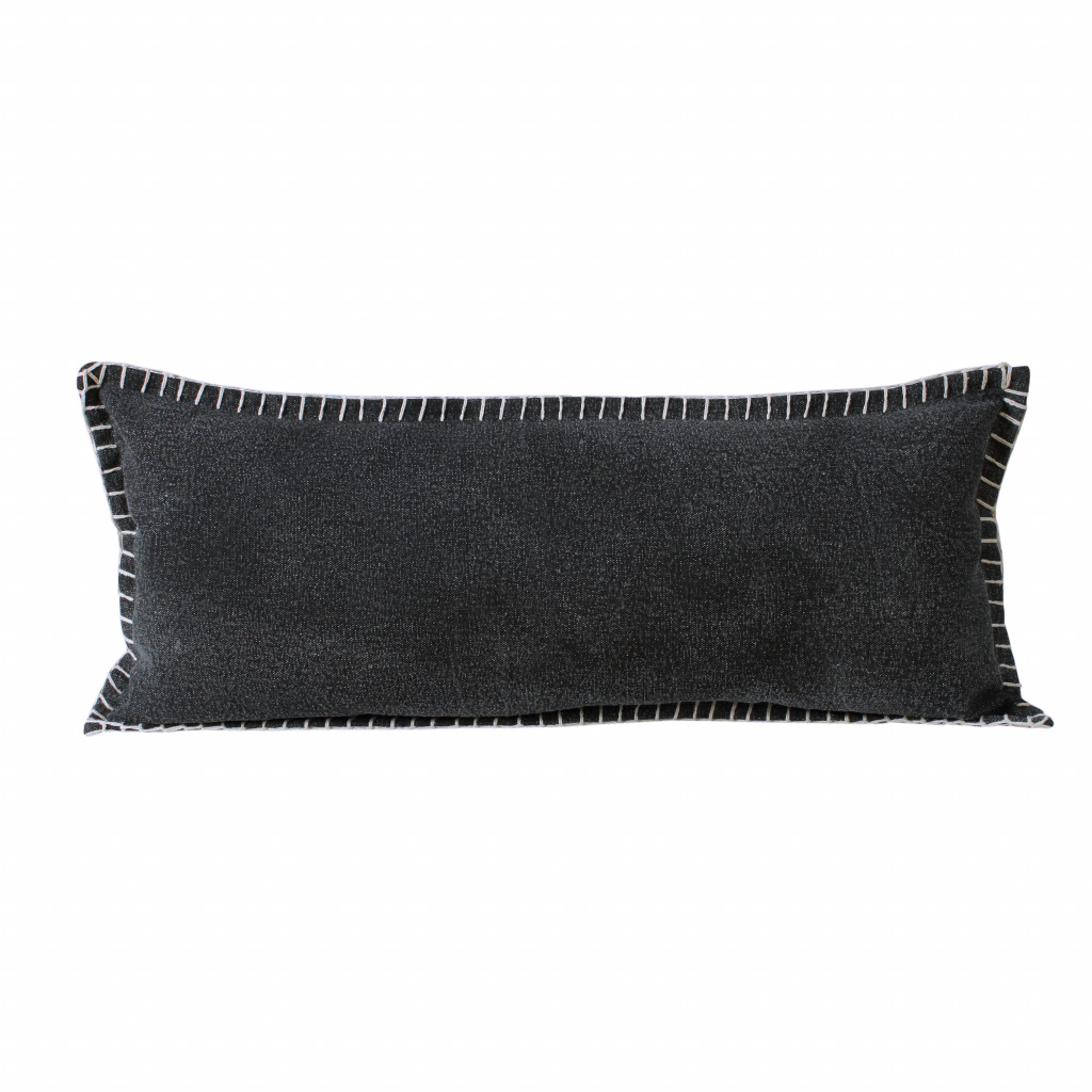 14" X 36" Jet Black 100% Cotton Zippered Pillow-517400-1