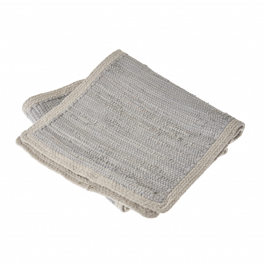 80" Gray Striped Cotton Table Runner-517421-1