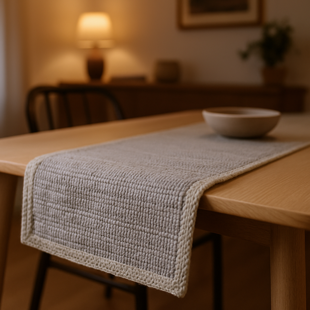 80" Light Gray And Natural Cotton And Jute Table Runner-517421-1