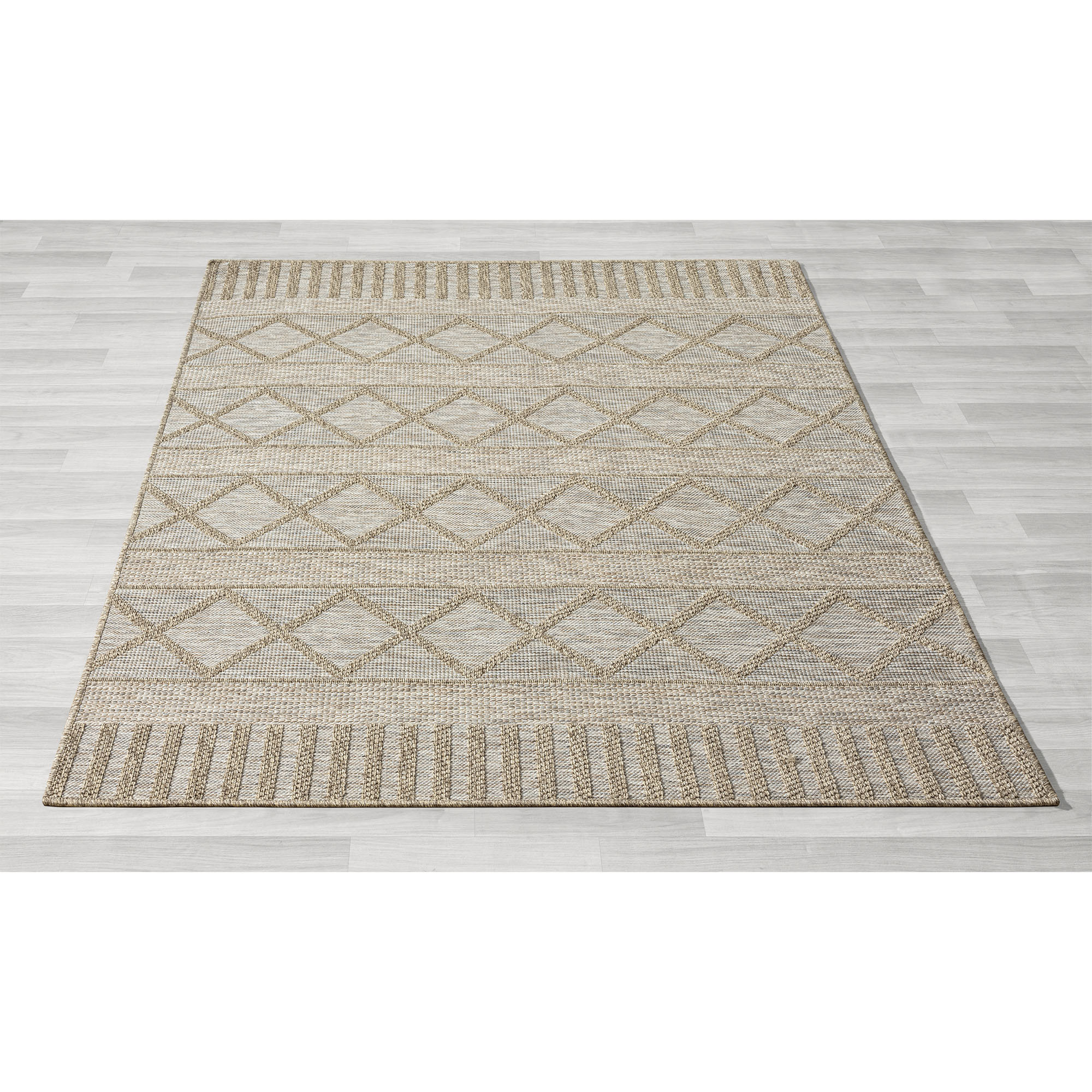 8' X 10' Gray Striped Handmade Indoor Outdoor Area Rug-517474-1