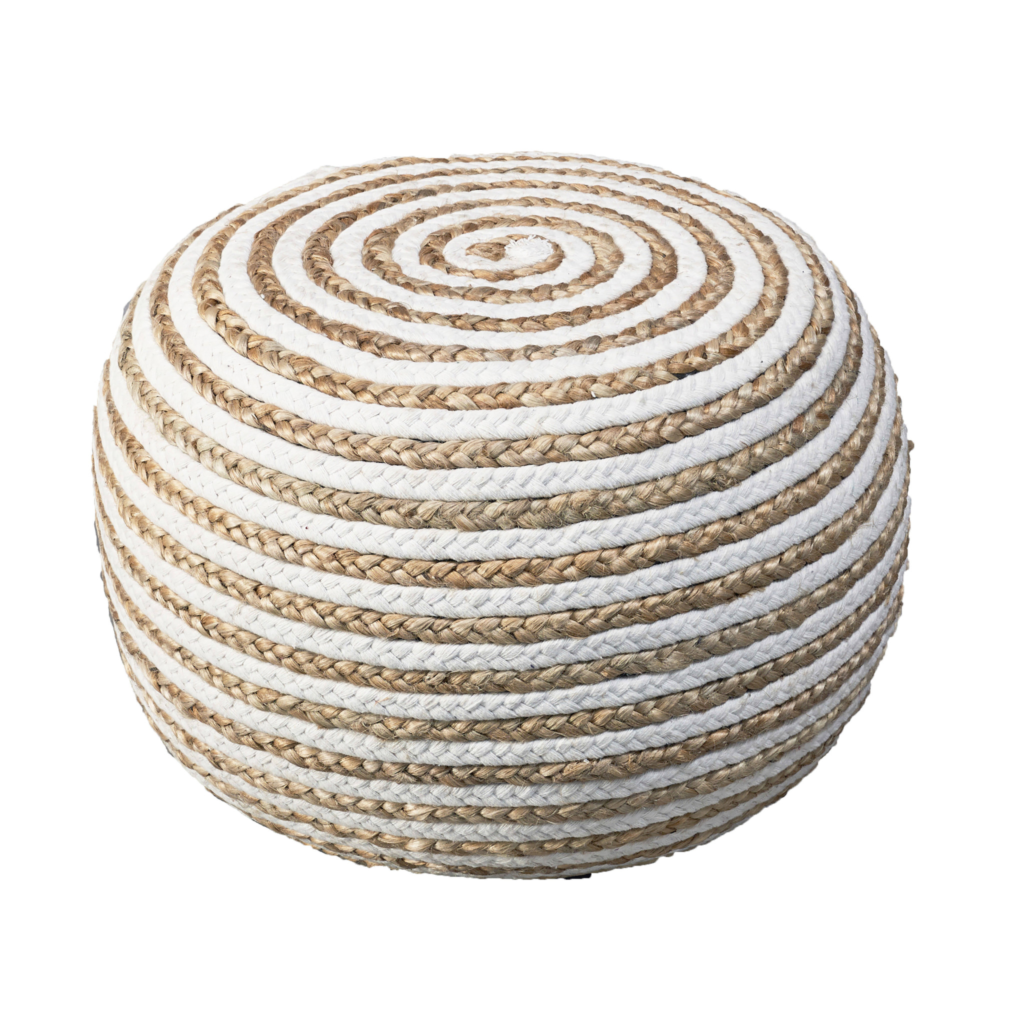 20" White Jute Ottoman-517946-1