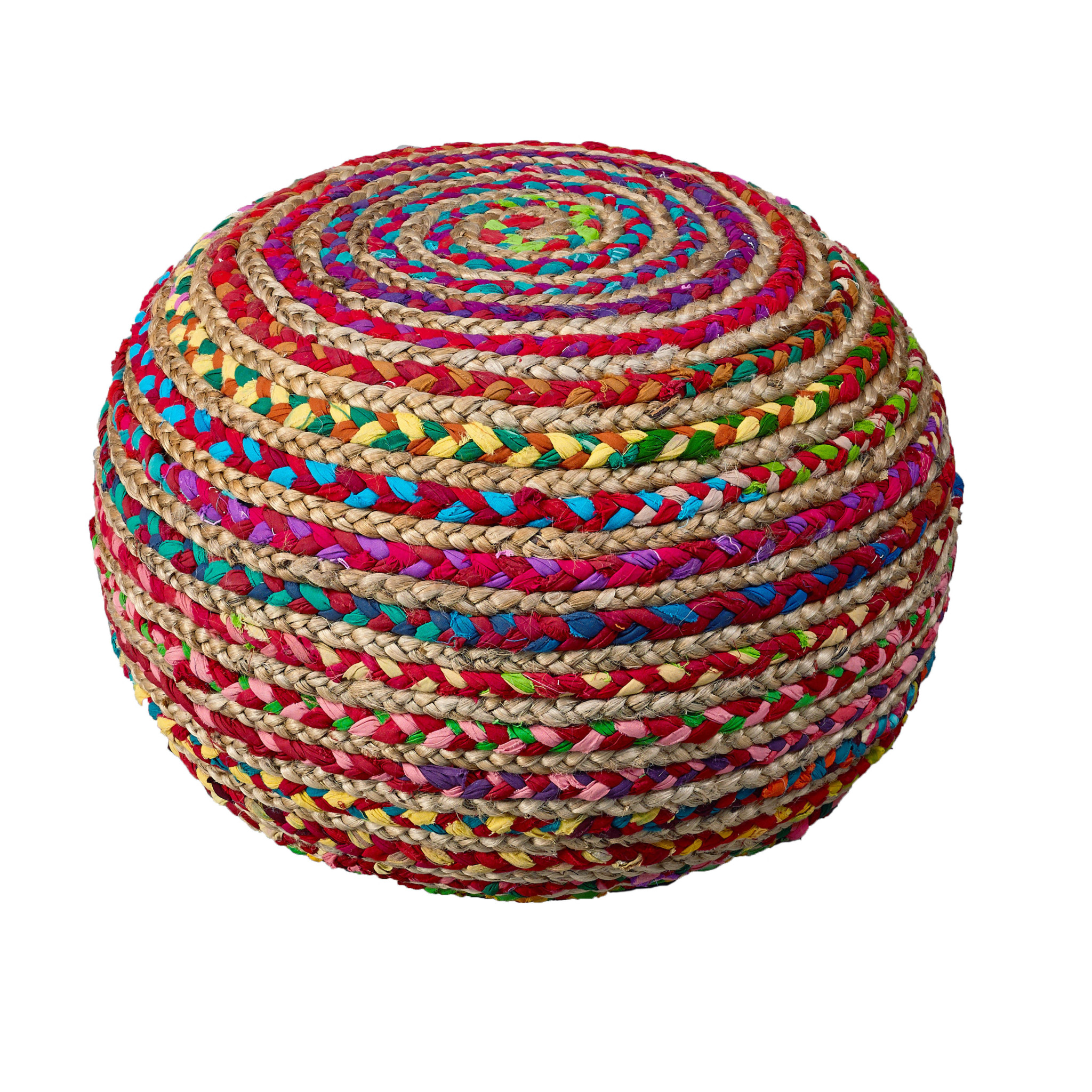 20" Multicolored Jute Ottoman-517948-1