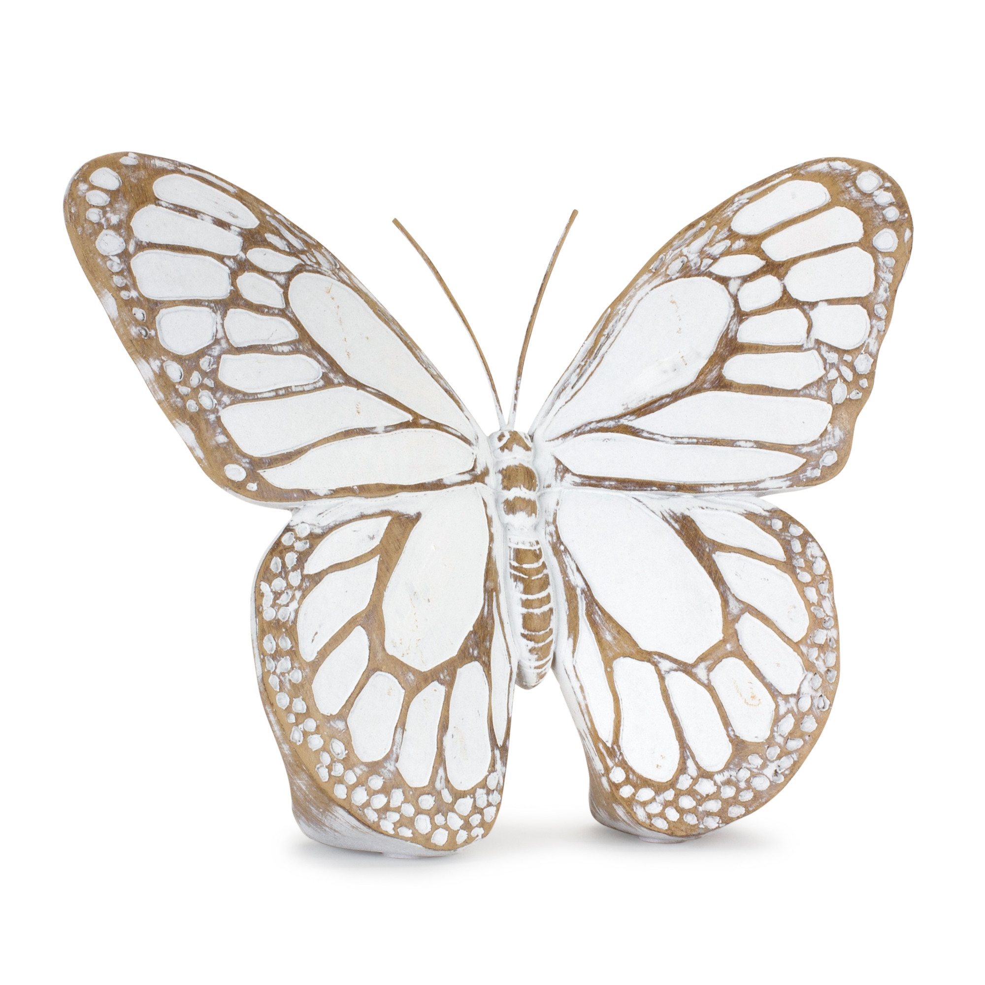 Set Of Three 6 Brown and White Polyresin Butterfly Figurine