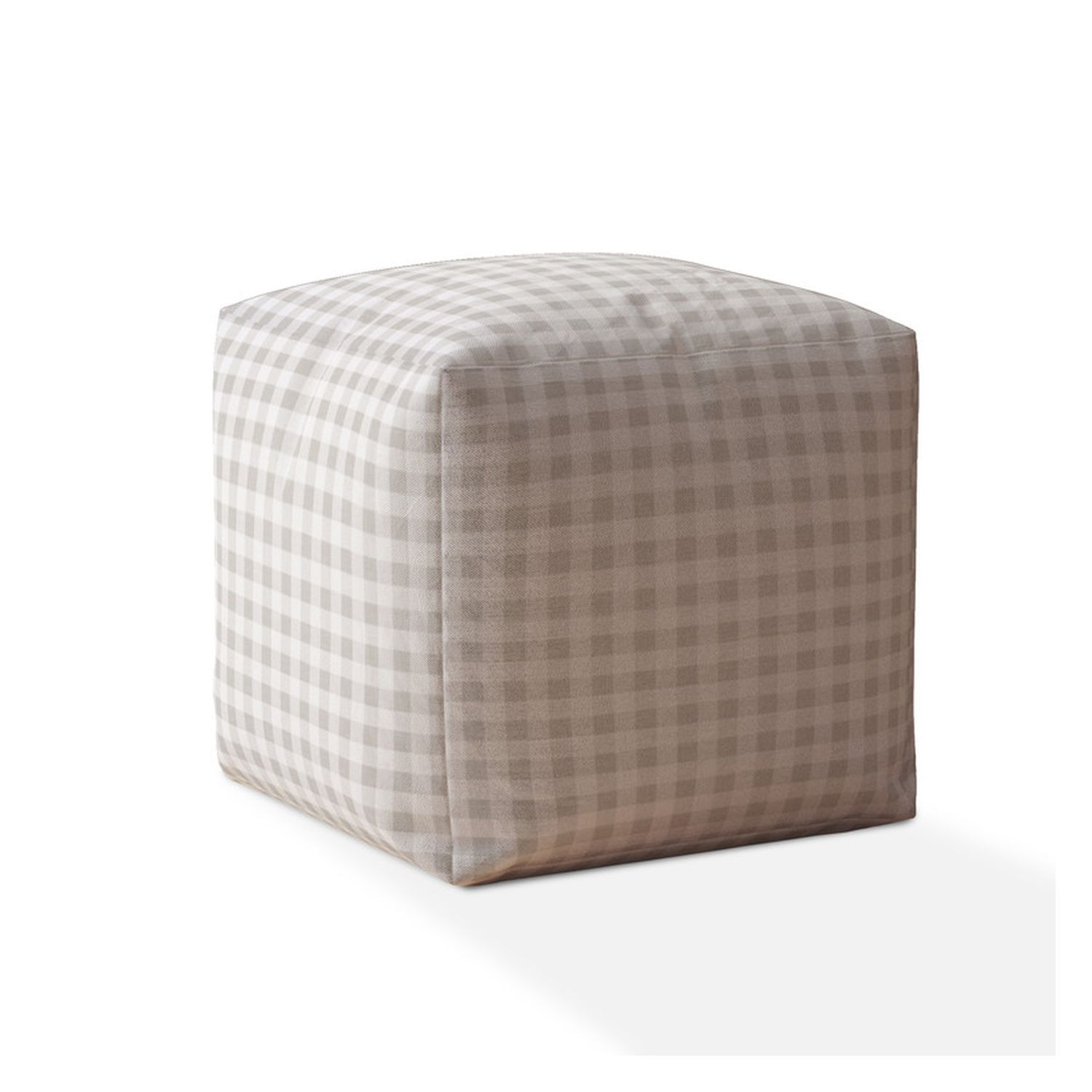 17" Gray Cotton Gingham Pouf Cover-518501-1