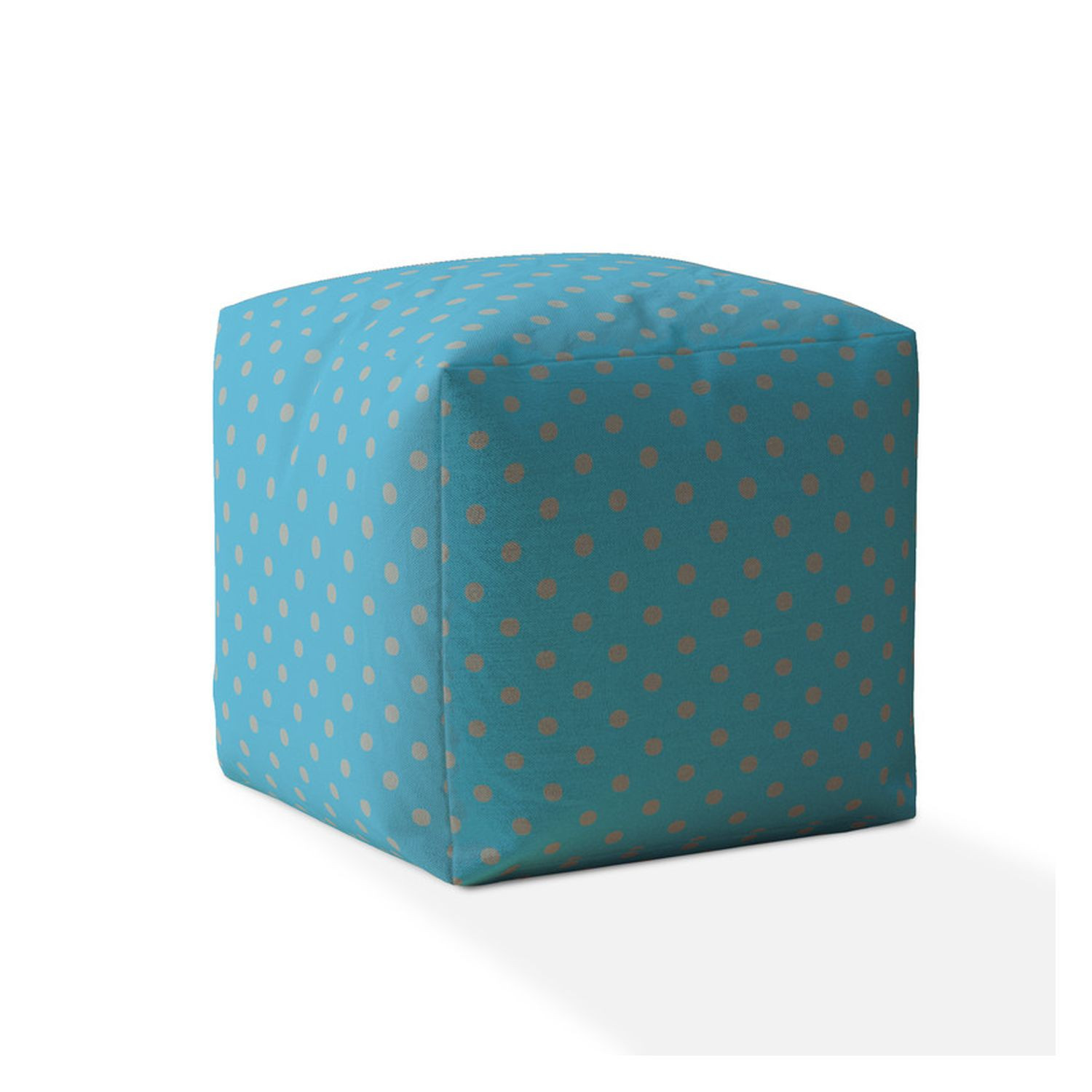 17" Blue And Gray Cotton Polka Dots Pouf Cover-518515-1