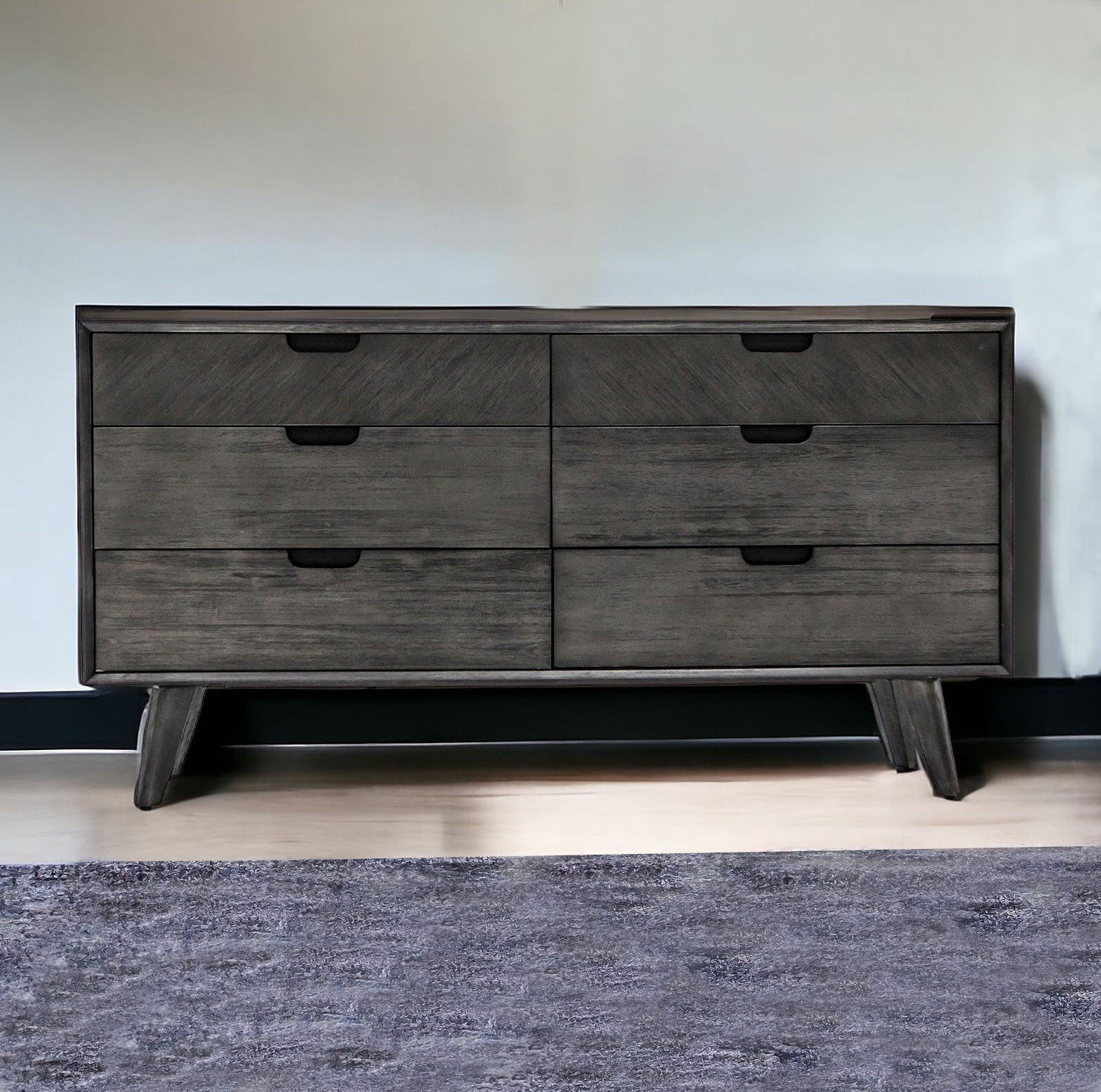 61" Gray Solid Wood Six Drawer Double Dresser-518626-1