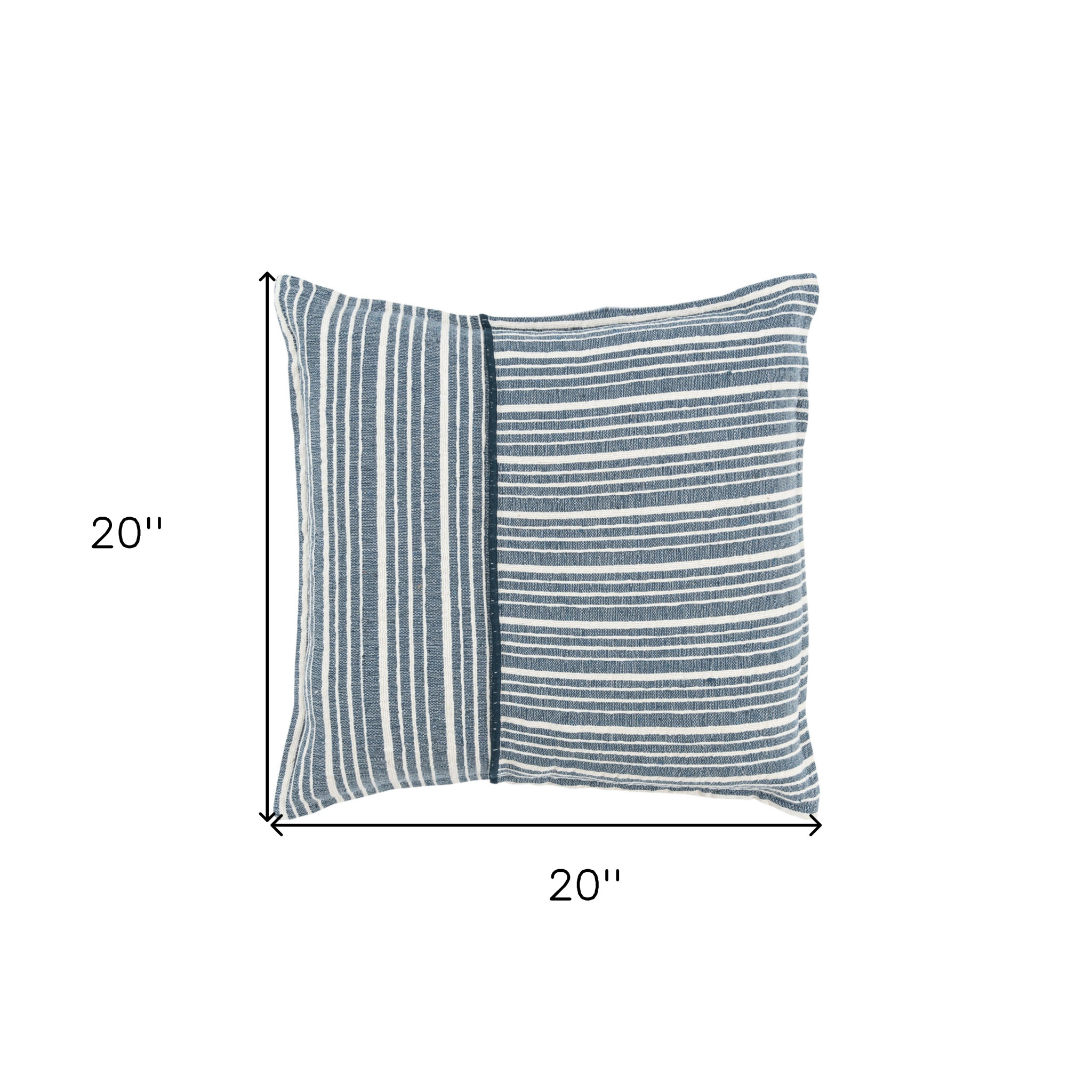 20" Blue and White Cotton Pillow With Embroidery Edges