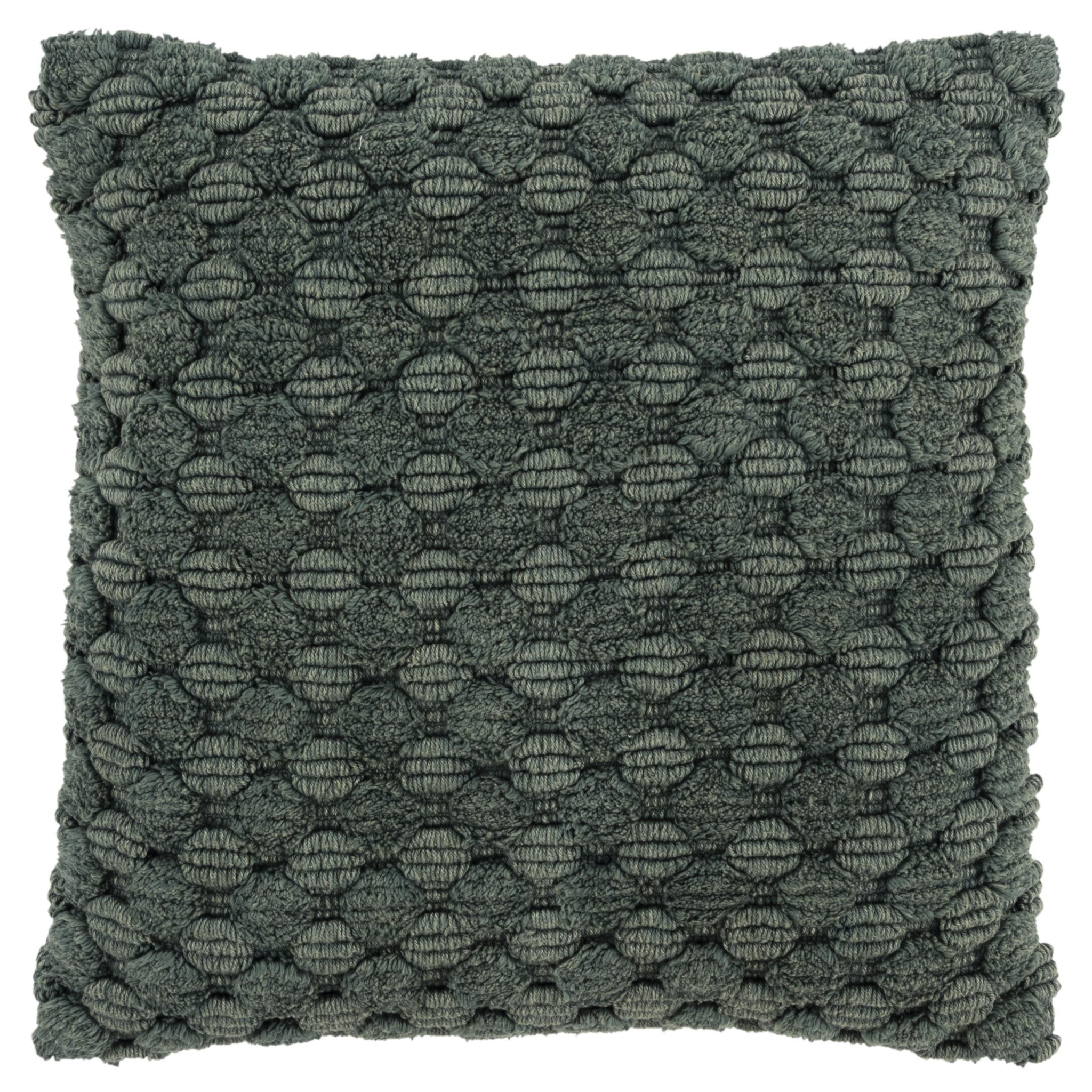 20" Green Cotton Throw Pillow With Texture