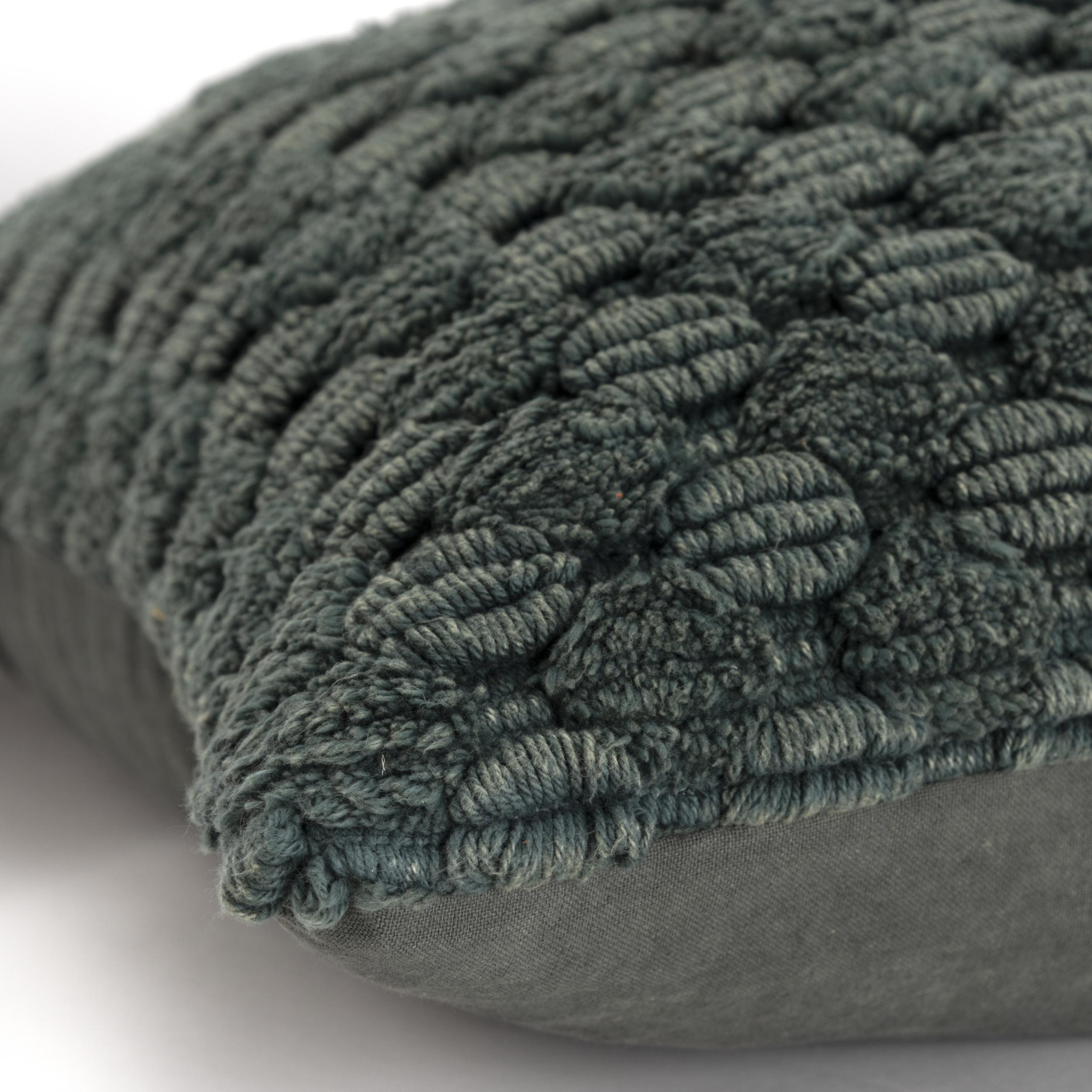 20" Green Cotton Throw Pillow With Texture