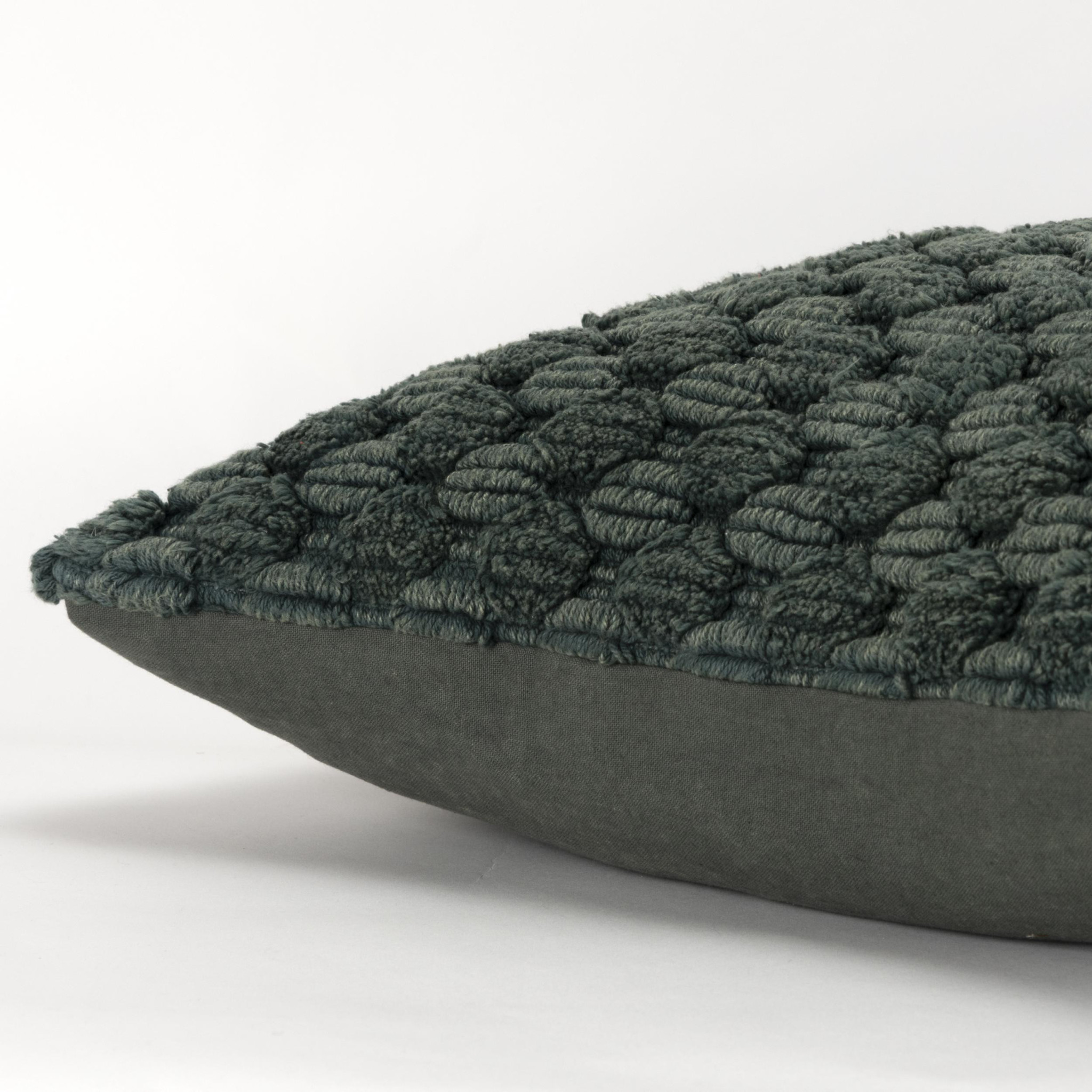 20" Green Cotton Throw Pillow With Texture