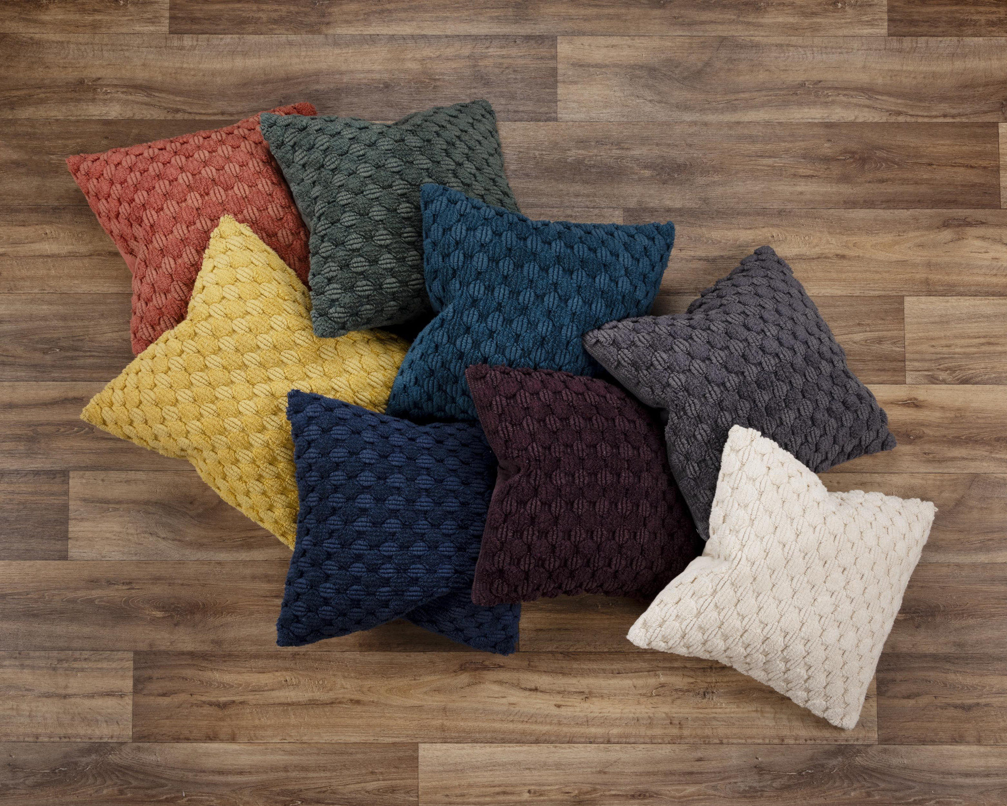 20" Green Cotton Throw Pillow With Texture