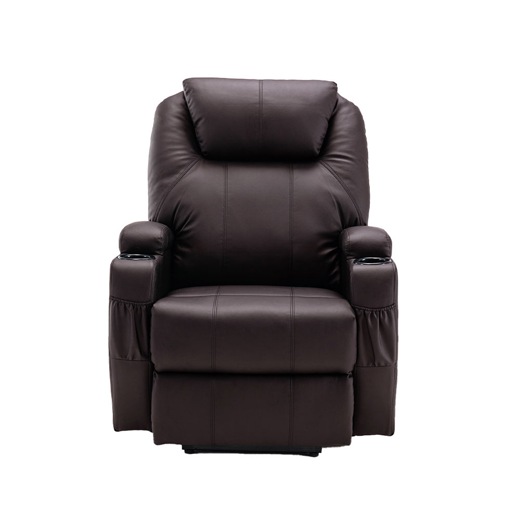 33 Brown Faux Leather Power Heated Massge Lift Assist Recliner