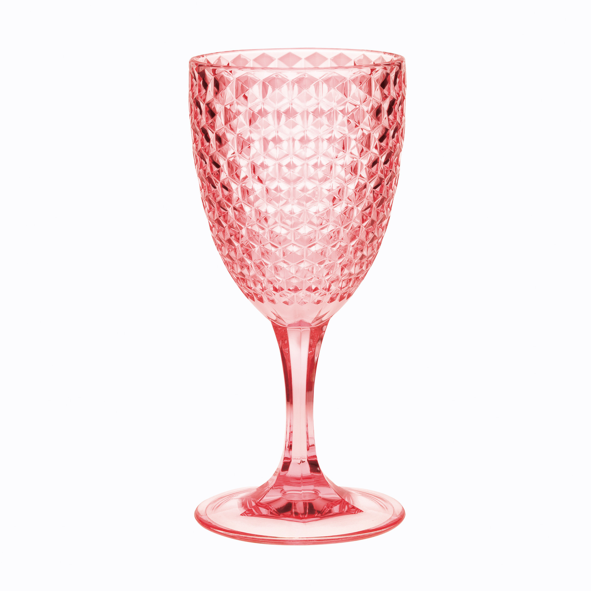 Set of Four Pink Diamond Acrylic Stemmed All Purpose Wine Glass-521105-1