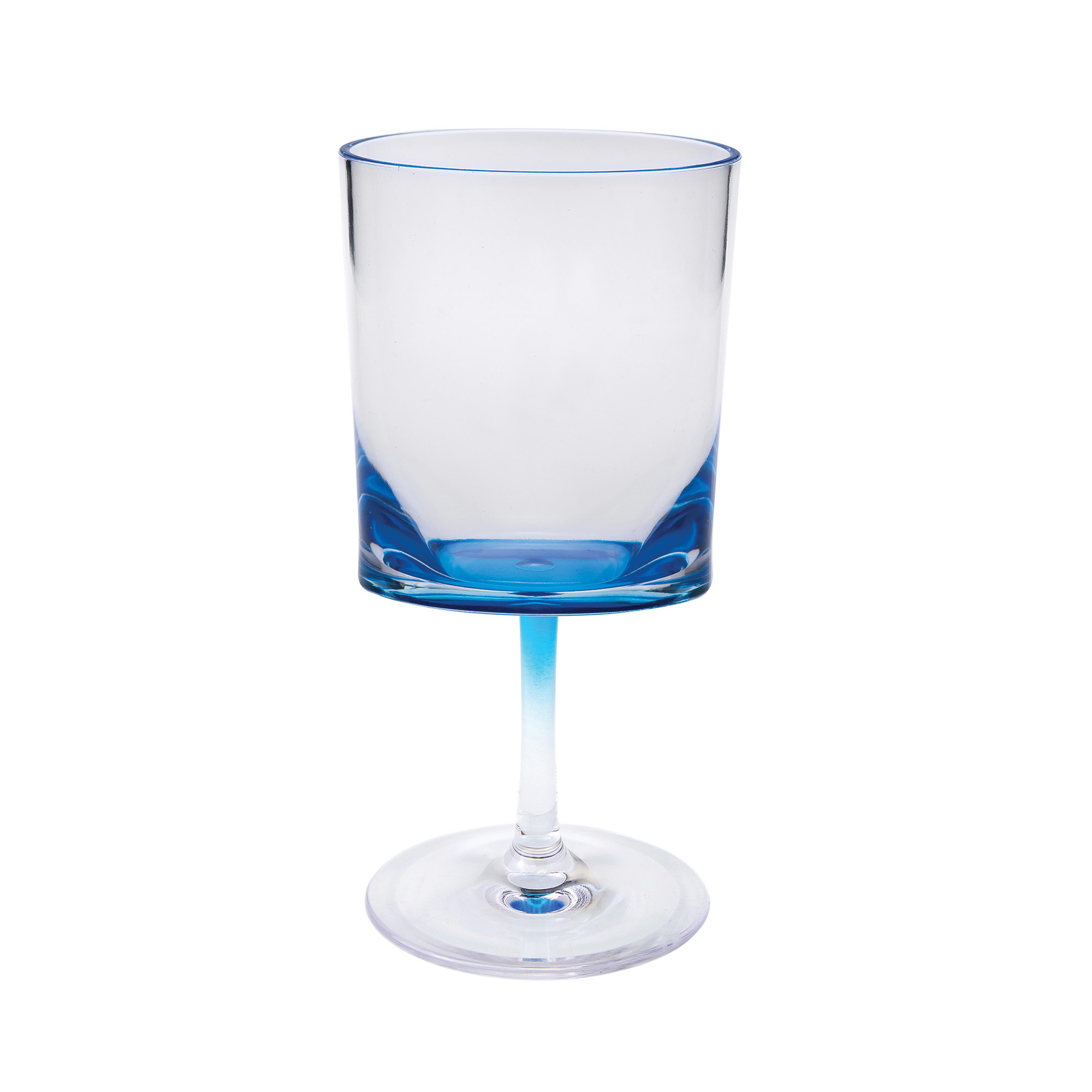 Set of Four Clear and Blue Acrylic Stemmed All Purpose Wine Glass-521118-1