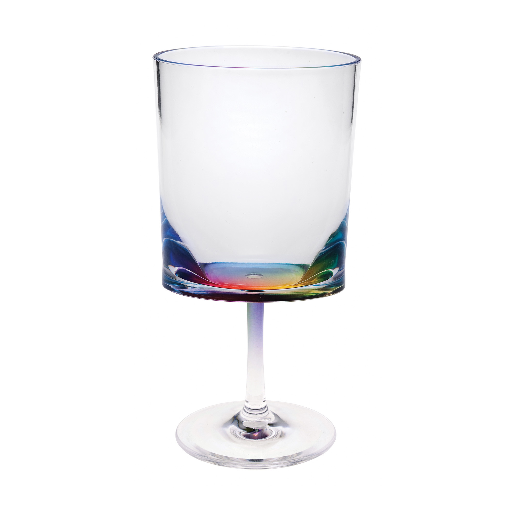 Set of Four Clear and Rainbow Geometric Acrylic Stemmed All Purpose Wine Glasses-521119-1