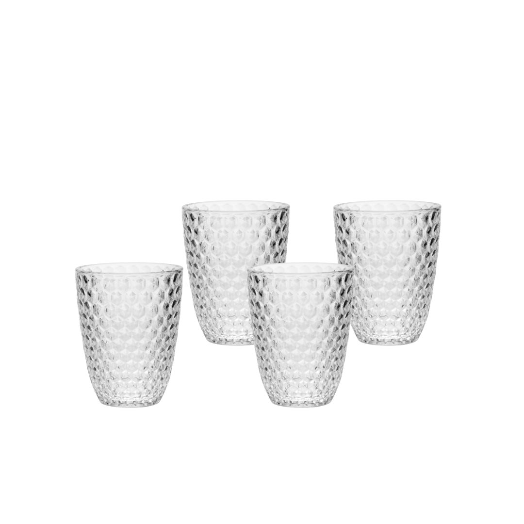 Set of Four Clear Diamond Acrylic Stemless Whiskey Glasses-521146-1
