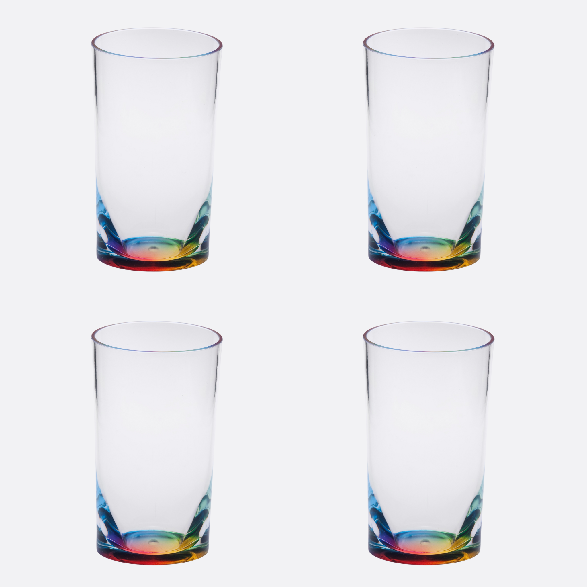 Set of Four Clear and Rainbow Acrylic Highball Glasses-521162-1