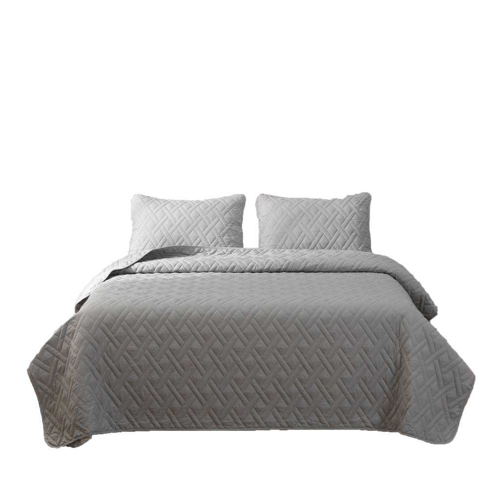 Gray King Microfiber 1400 Thread Count Machine Washable Down Comforter Set-521576-1