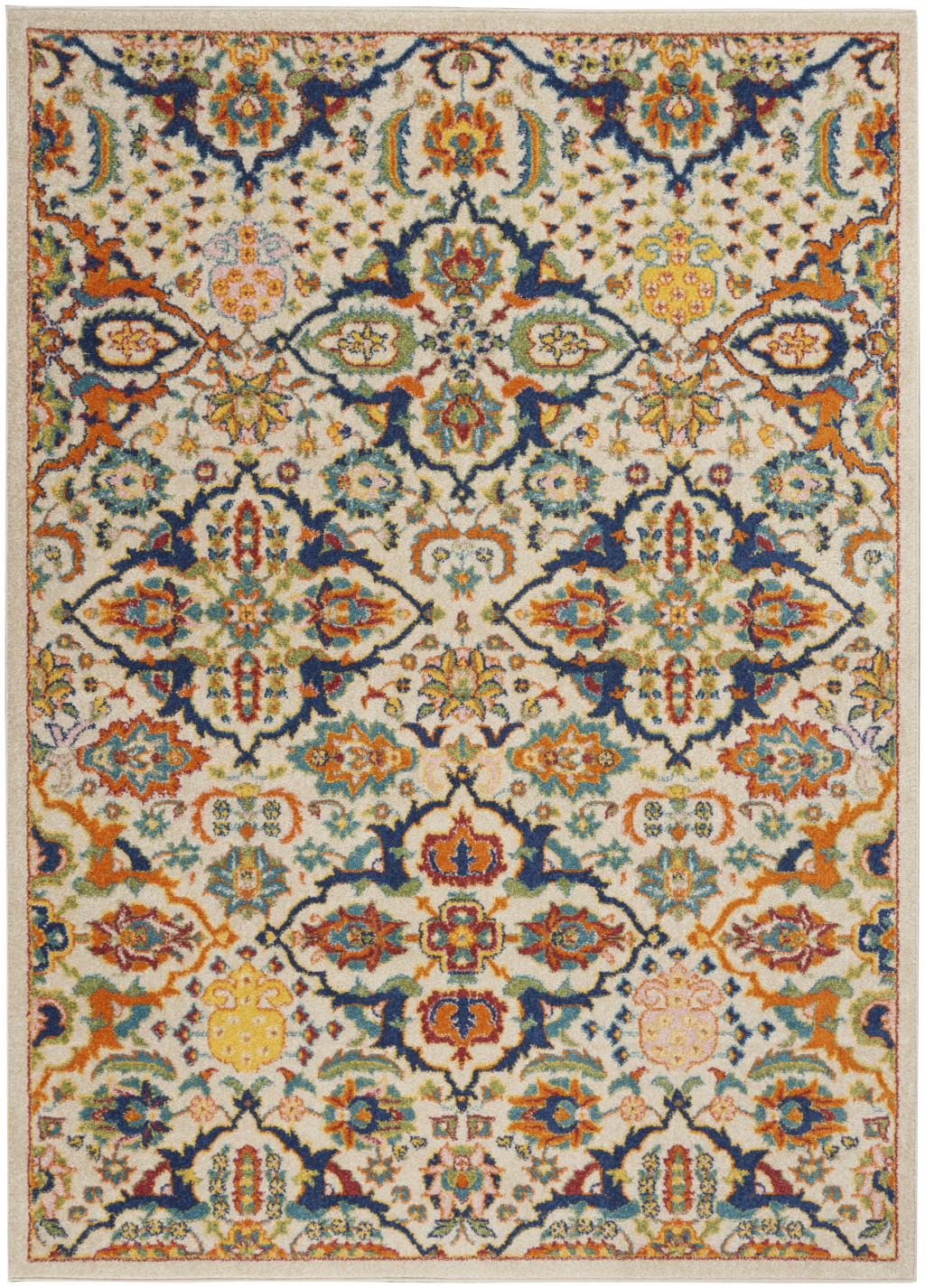 5 X 7 Ivory Floral Power Loom Area Rug