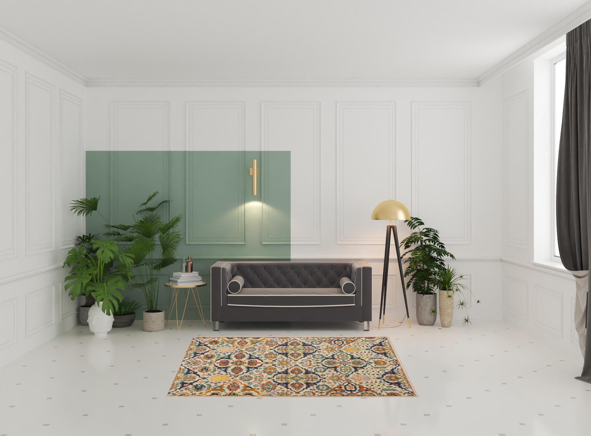 5" X 7" Ivory Floral Power Loom Area Rug