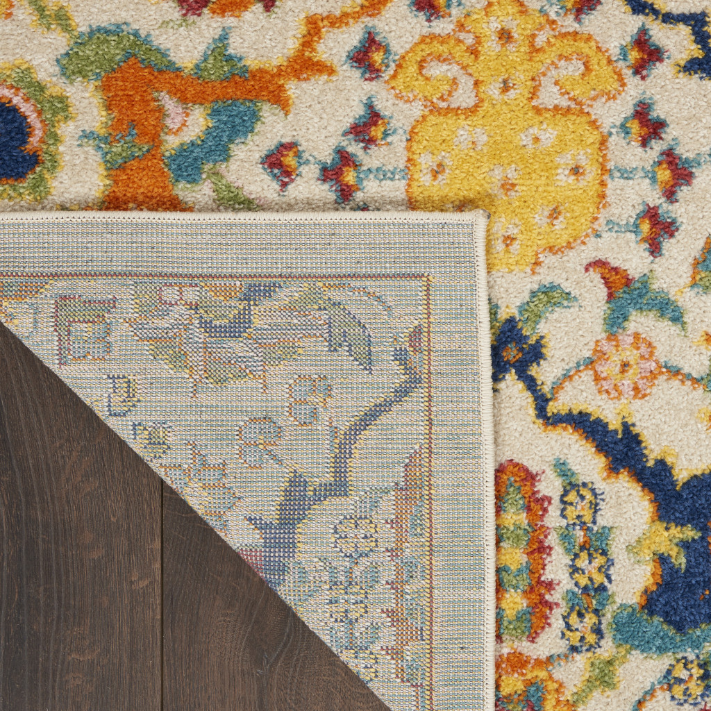 5" X 7" Ivory Floral Power Loom Area Rug